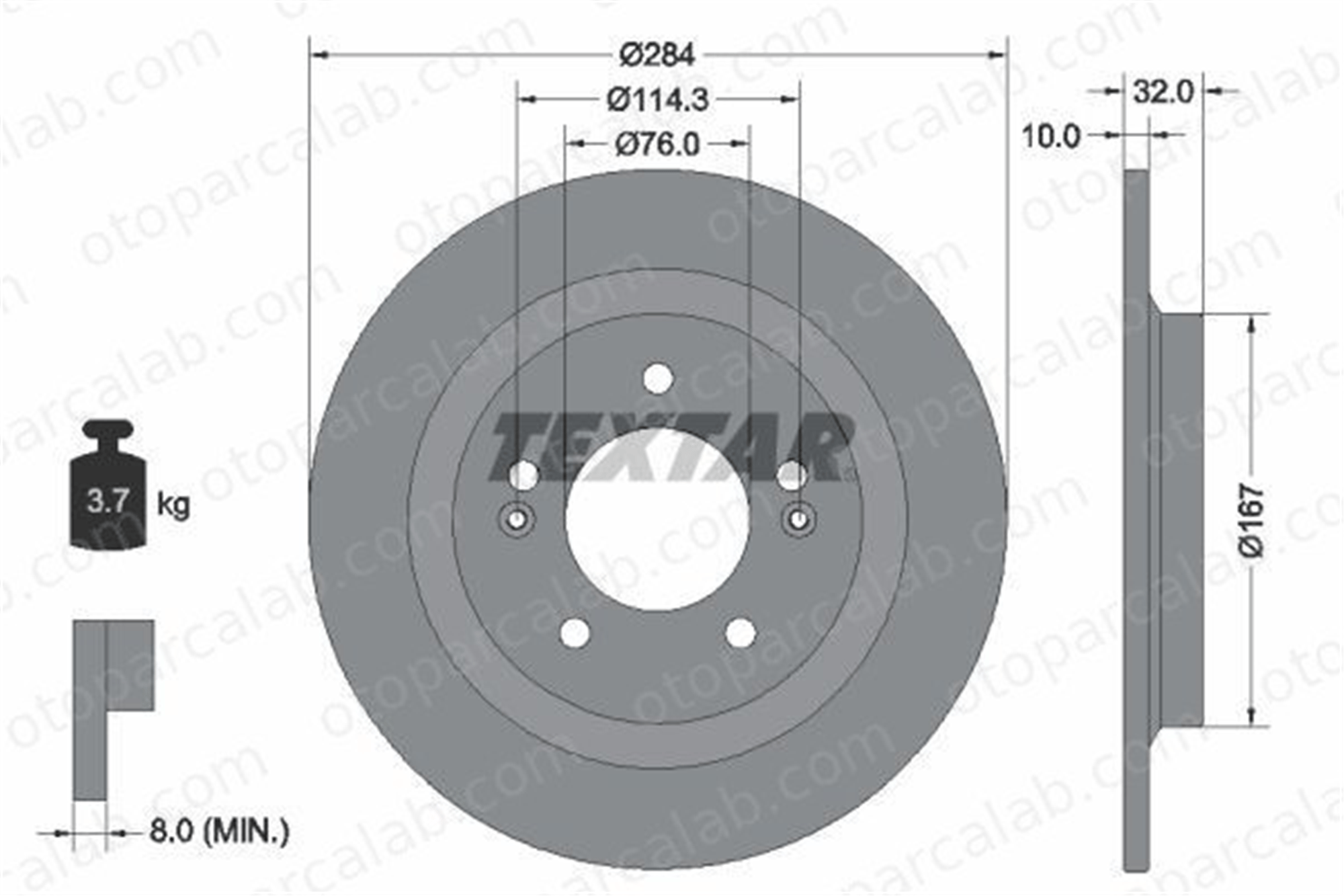 TEXTAR 92333303 Fren Disk Ayna Arka Sağ ve Sol HYUNDAI SONATA VIII 58411L1000 58411L4000