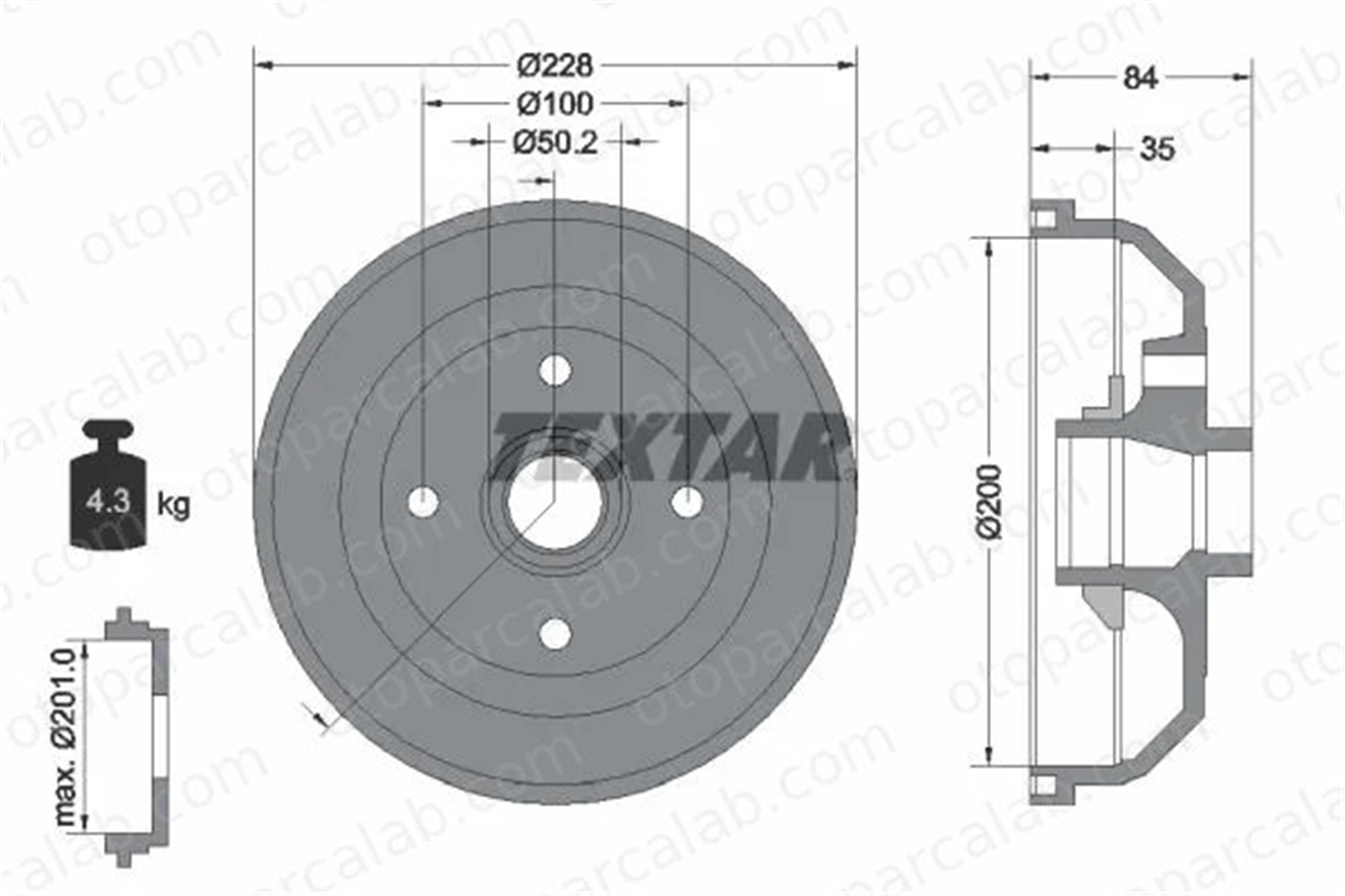 TEXTAR 94022300 Kampana Arka Sağ veya Sol OPEL CORSA A Hatchback CORSA A TR 1523797 90425920