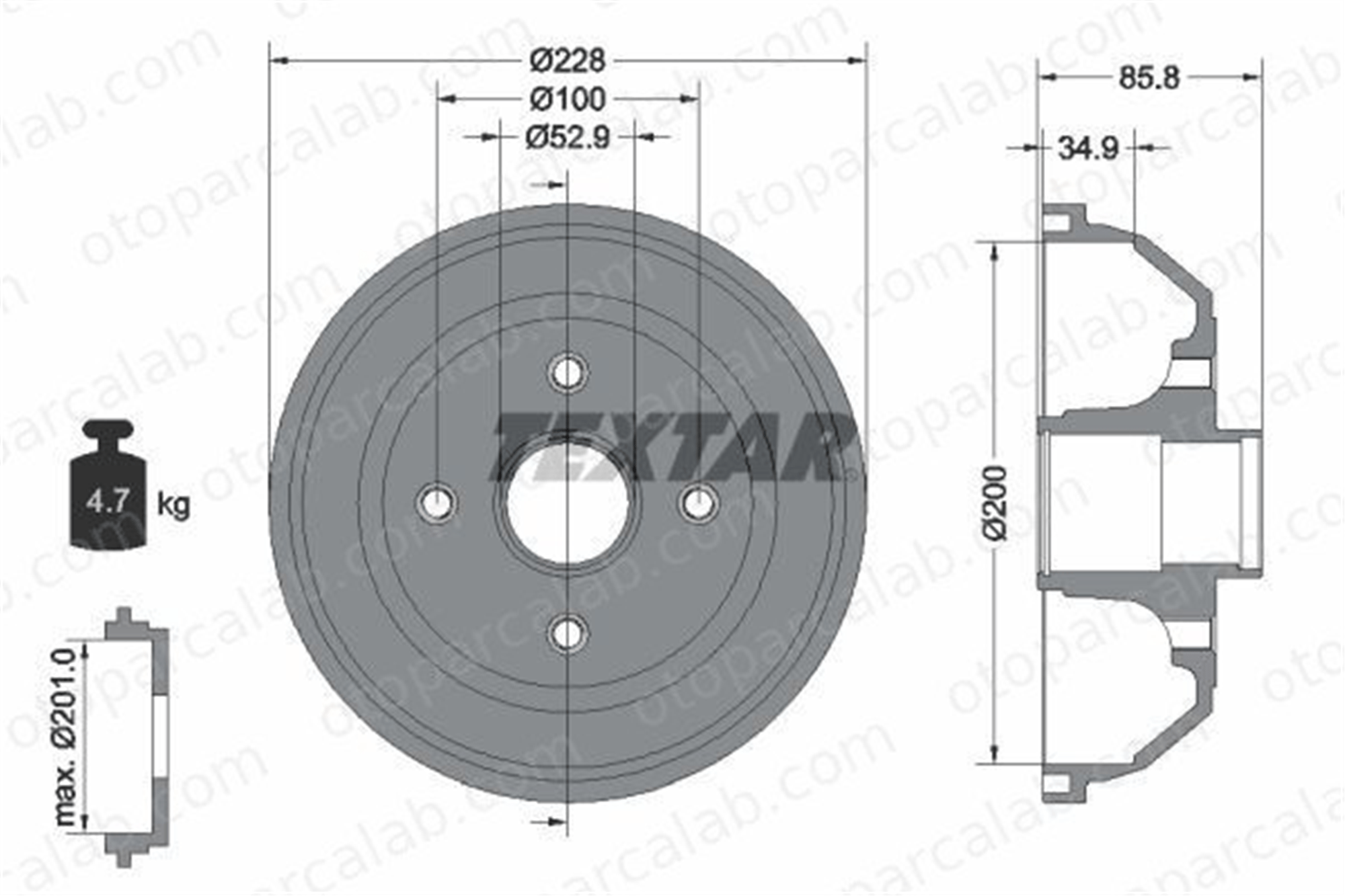 TEXTAR 94024100 Kampana Arka Sağ veya Sol OPEL CORSA C Kasa/eğik arka CORSA C 418000 9004416