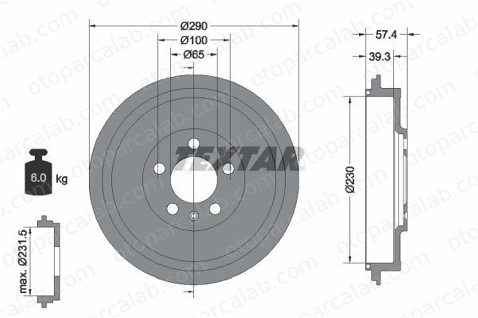 TEXTAR 94024300 Kampana Arka Sağ veya Sol SKODA ROOMSTER OCTAVIA I 1J0609617B 1JD609617