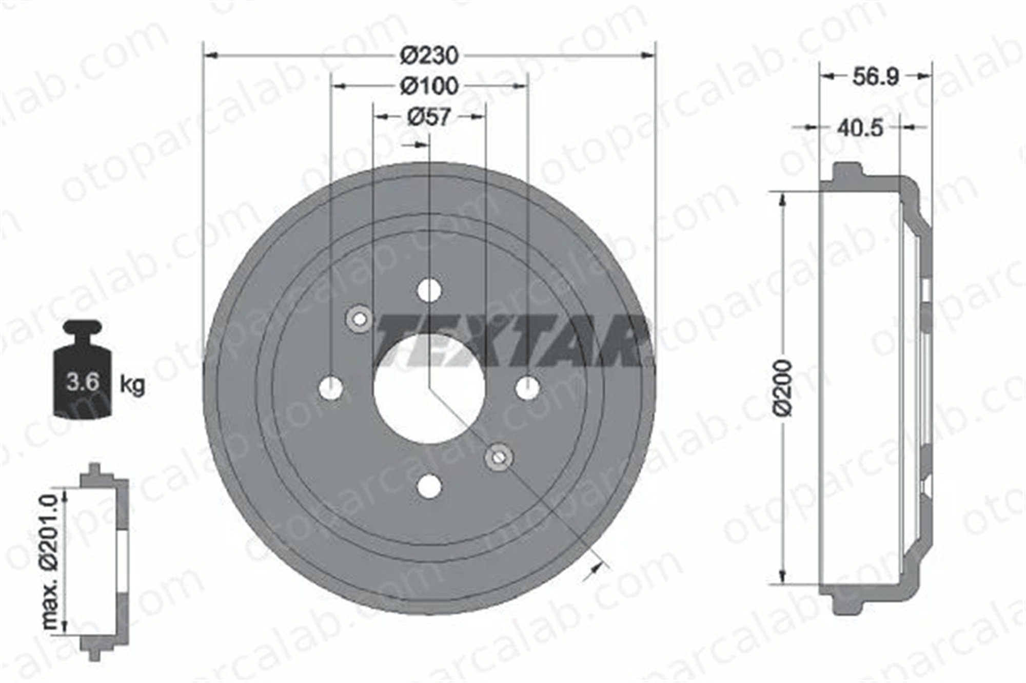 TEXTAR 94032100 Kampana Arka Sağ veya Sol CHEVROLET AVEO / KALOS Hatchback AVEO / KALOS Sedan MB895470 95903584