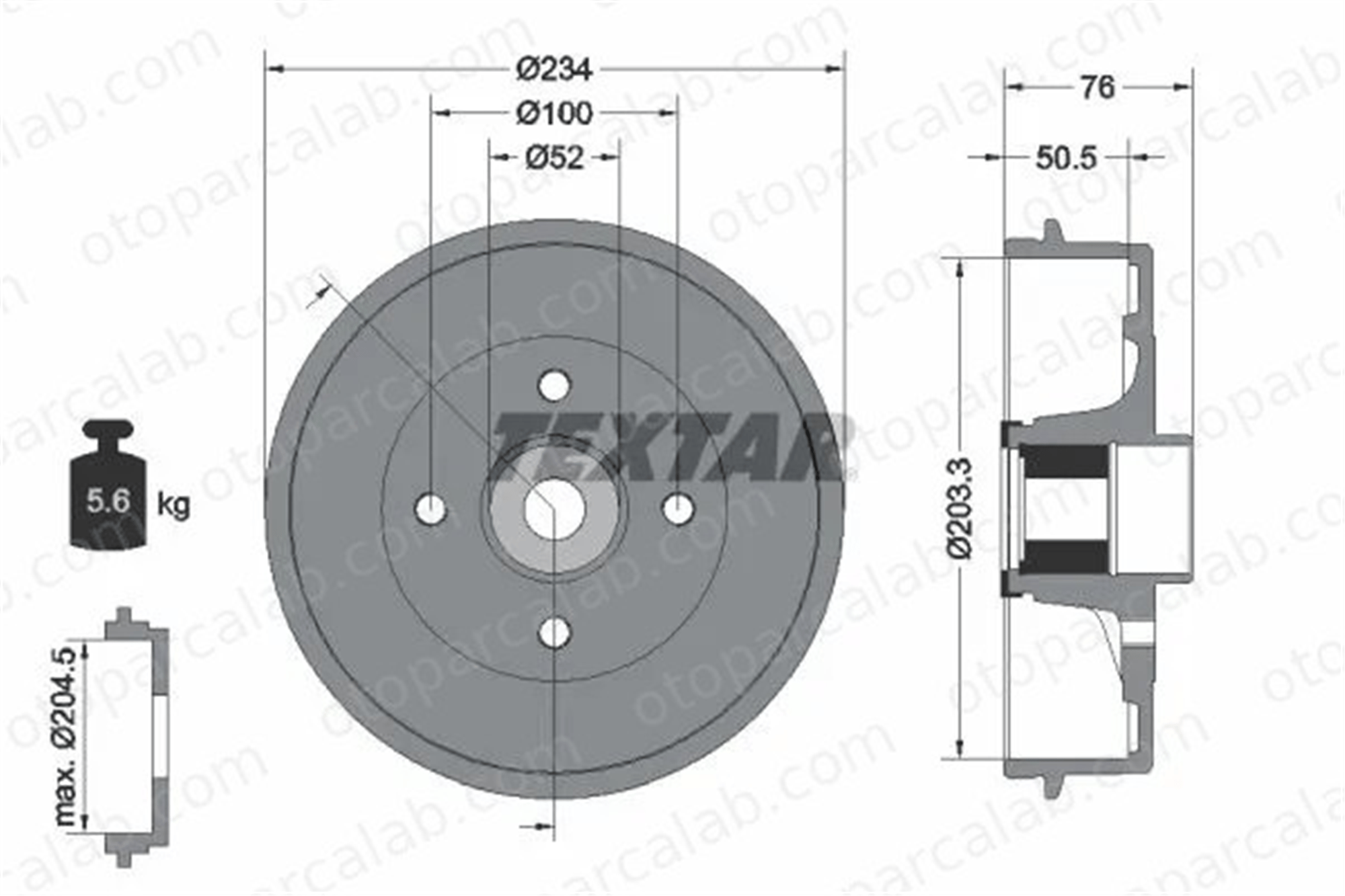 TEXTAR 94042400 Kampana Arka Sağ veya Sol RENAULT CLIO II DACIA LOGAN 96470999 432009941R