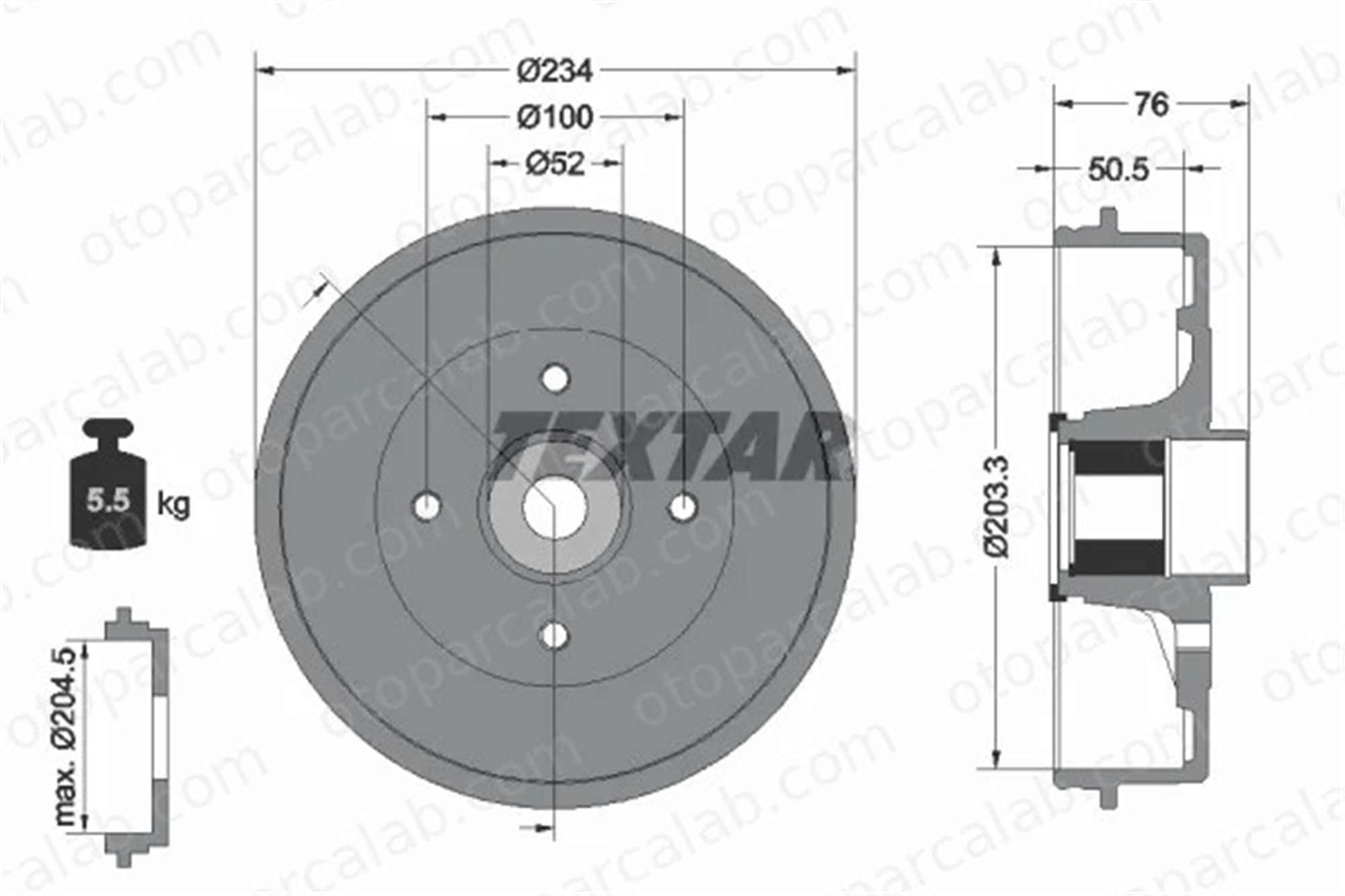 TEXTAR 94045000 Kampana Arka Sağ veya Sol NISSAN MICRA III NOTE 43206 AX650