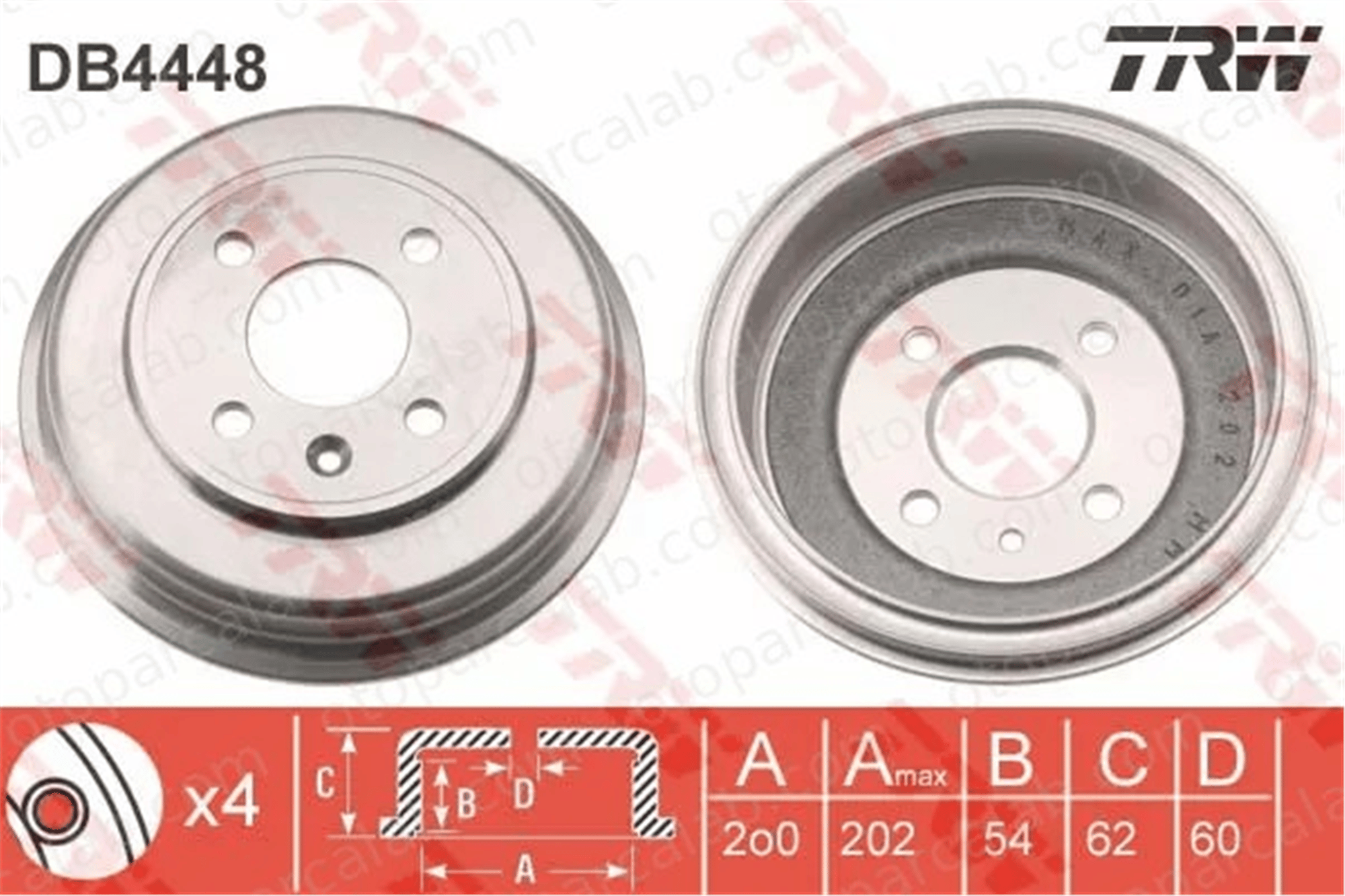 TRW DB4448 Kampana Arka Sağ veya Sol CHEVROLET AVEO Hatchback AVEO Sedan 432001324R 96853514