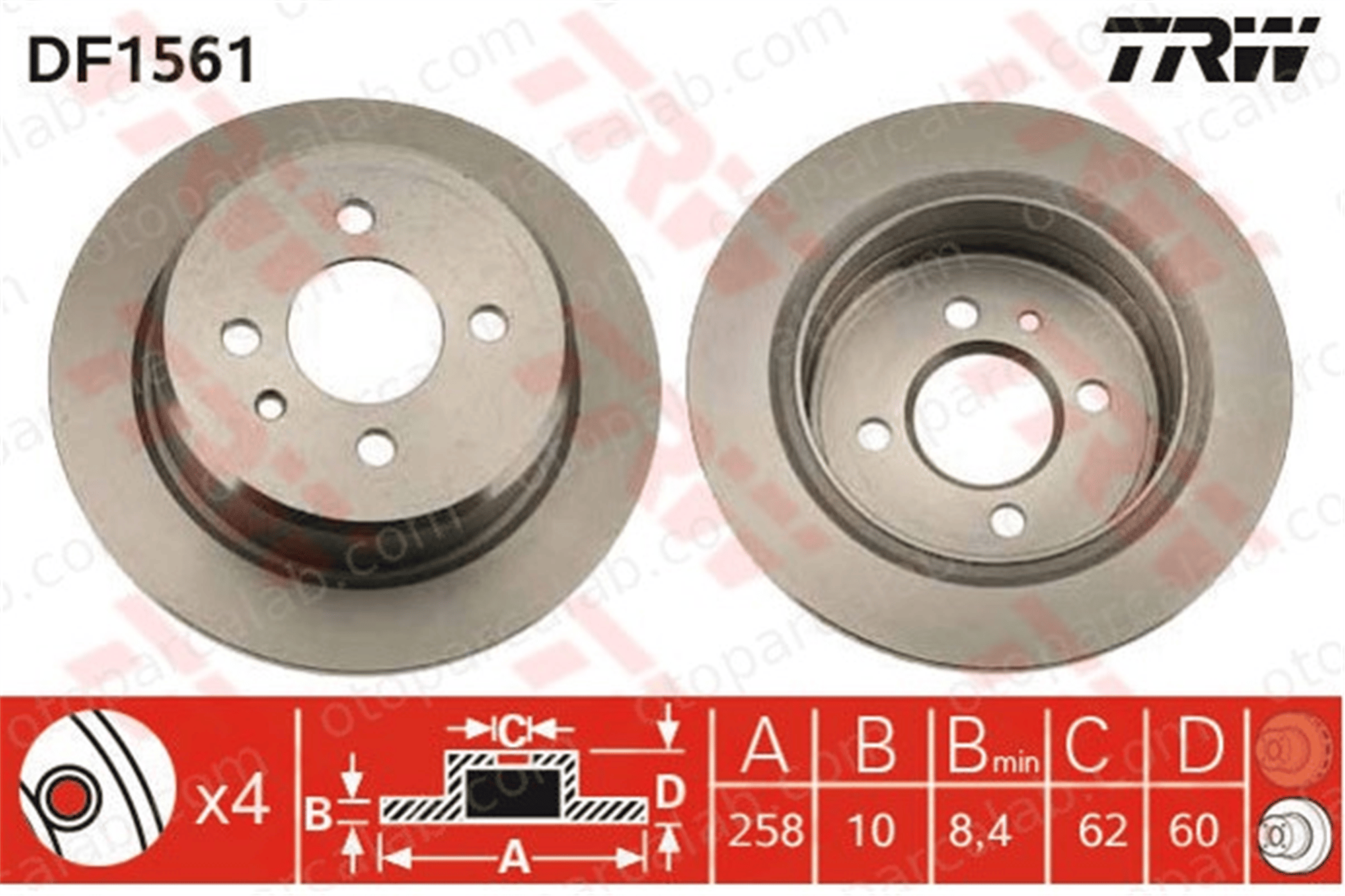 TRW DF1561 Fren Disk Ayna Arka Sağ ve Sol BMW 3 3 Touring 1119581 1122282