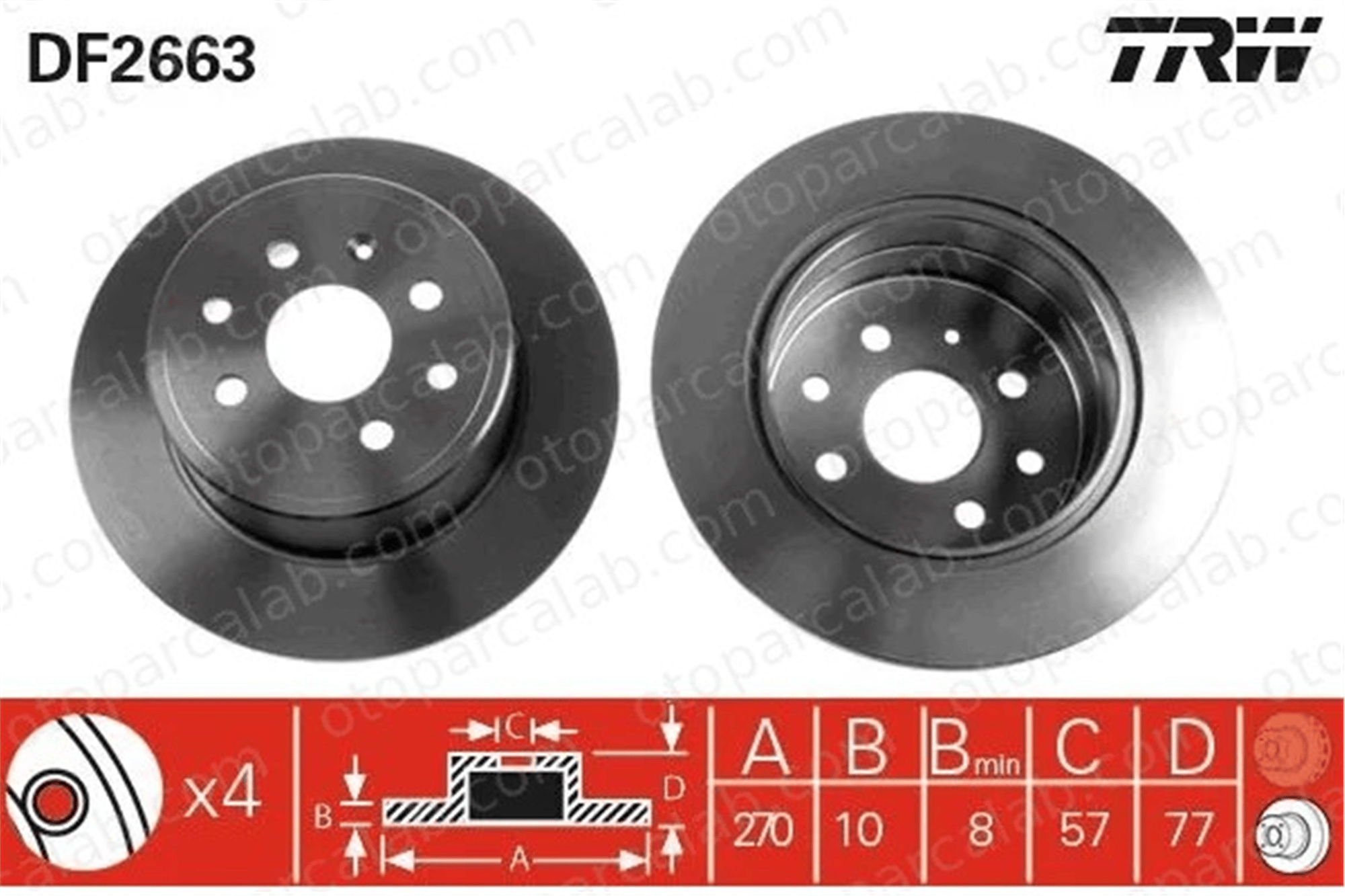 TRW DF2663 Fren Disk Ayna Arka Sağ ve Sol OPEL VECTRA A CALIBRA A 569102 90297932