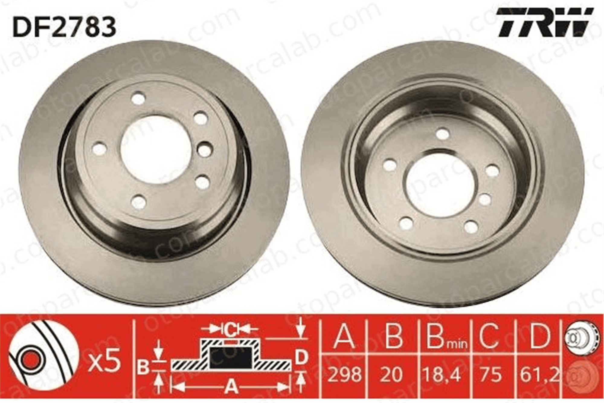 TRW DF2783 Fren Disk Ayna Arka Sağ ve Sol BMW 5 5 Touring 34216767060 1163153