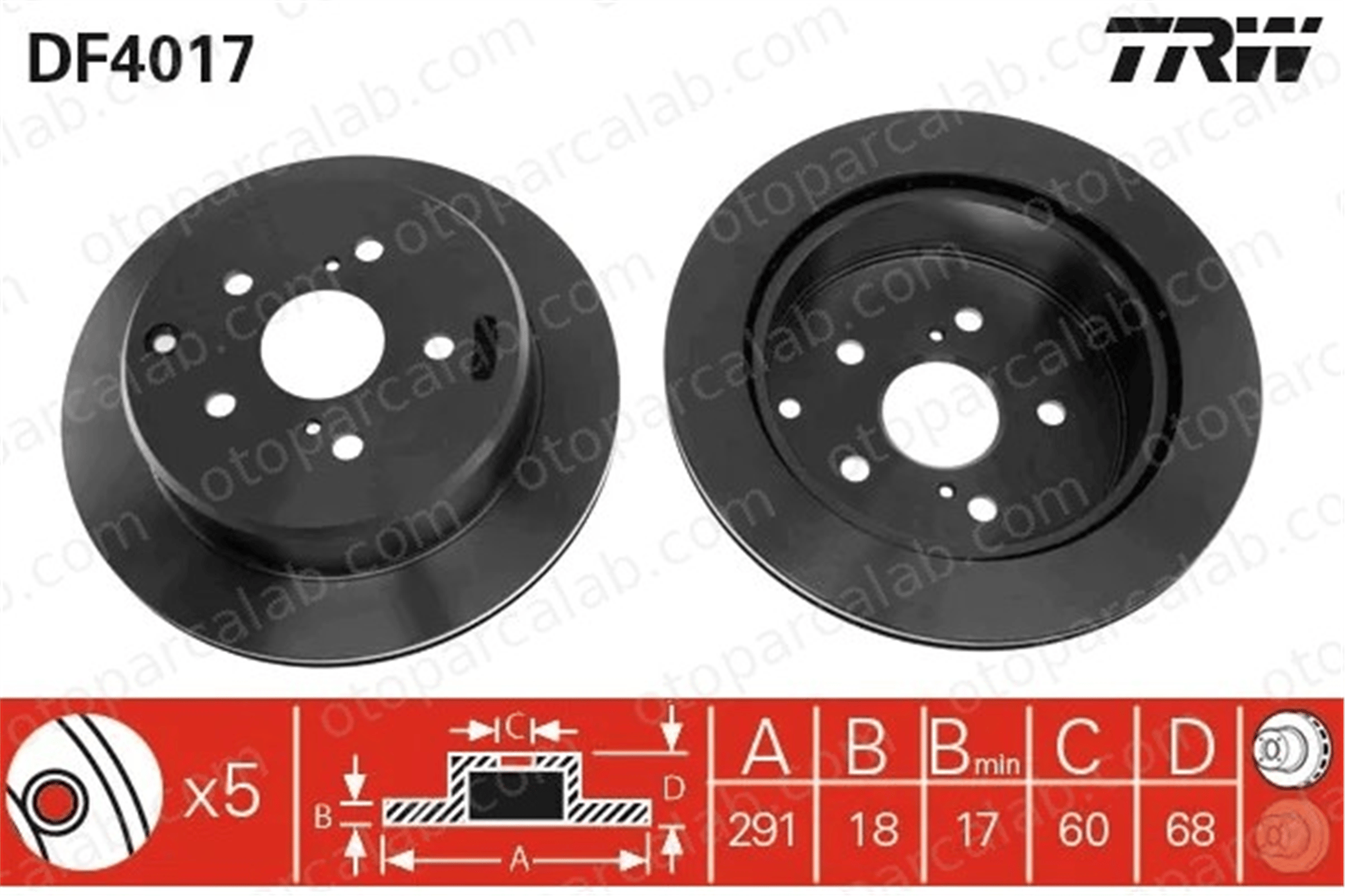 TRW DF4017 Fren Disk Ayna Arka Sağ ve Sol TOYOTA SUPRA PREVIA I 4243114100 4243114110