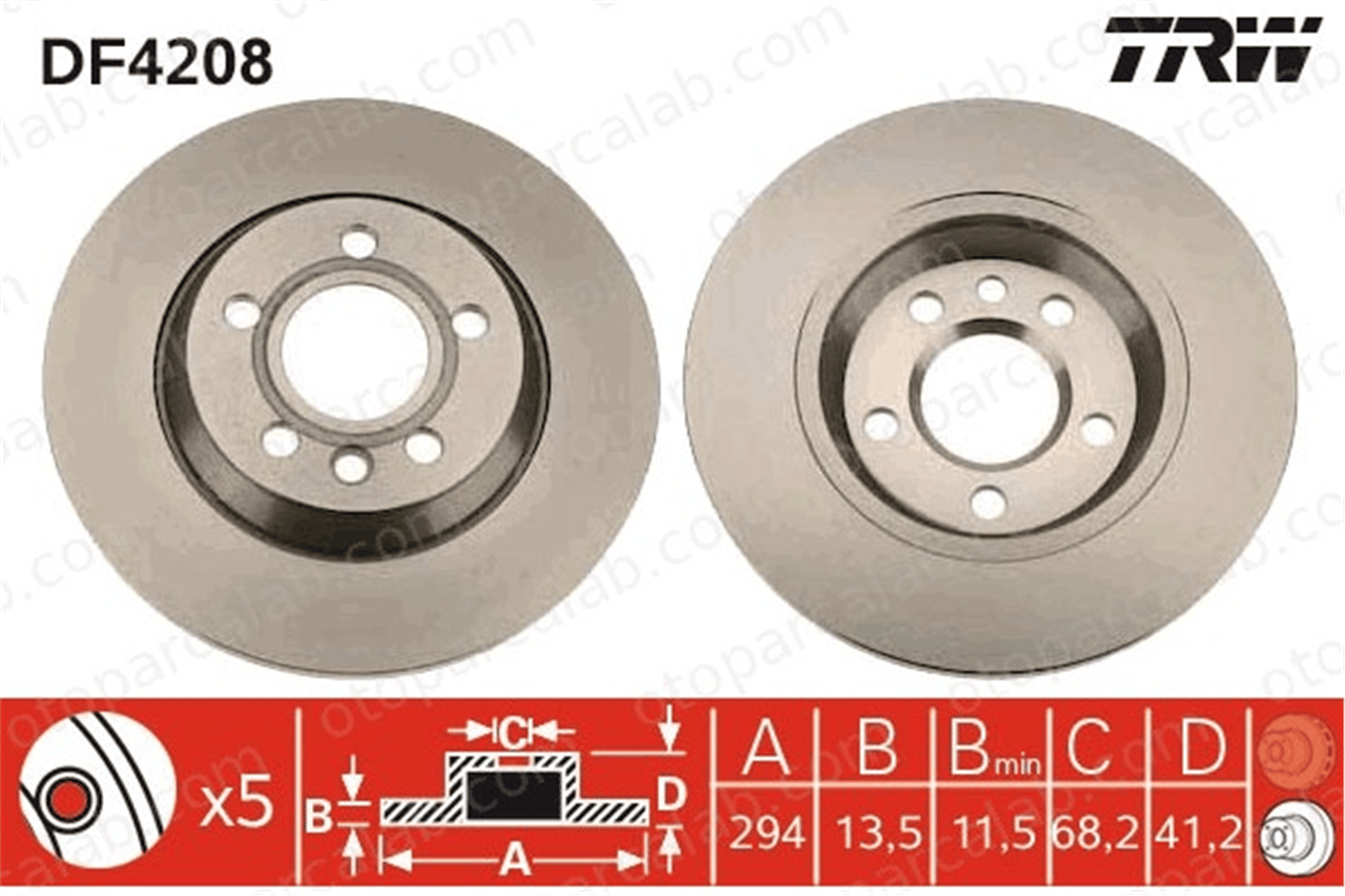 TRW DF4208 Fren Disk Ayna Arka Sağ ve Sol VW TRANSPORTER T4 Minibüs/Otobüs TRANSPORTER T4 Panelvan/Van 1110251 1140278