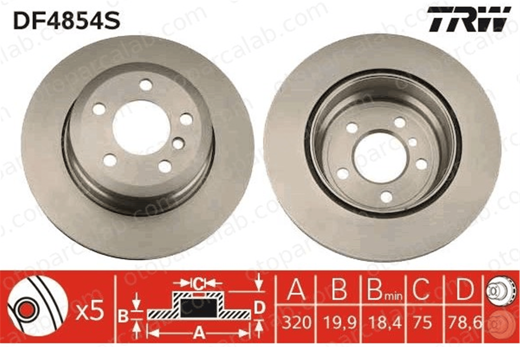 TRW DF4854S Fren Disk Ayna Arka Sağ ve Sol BMW X5 X6 34216771970 34216793247