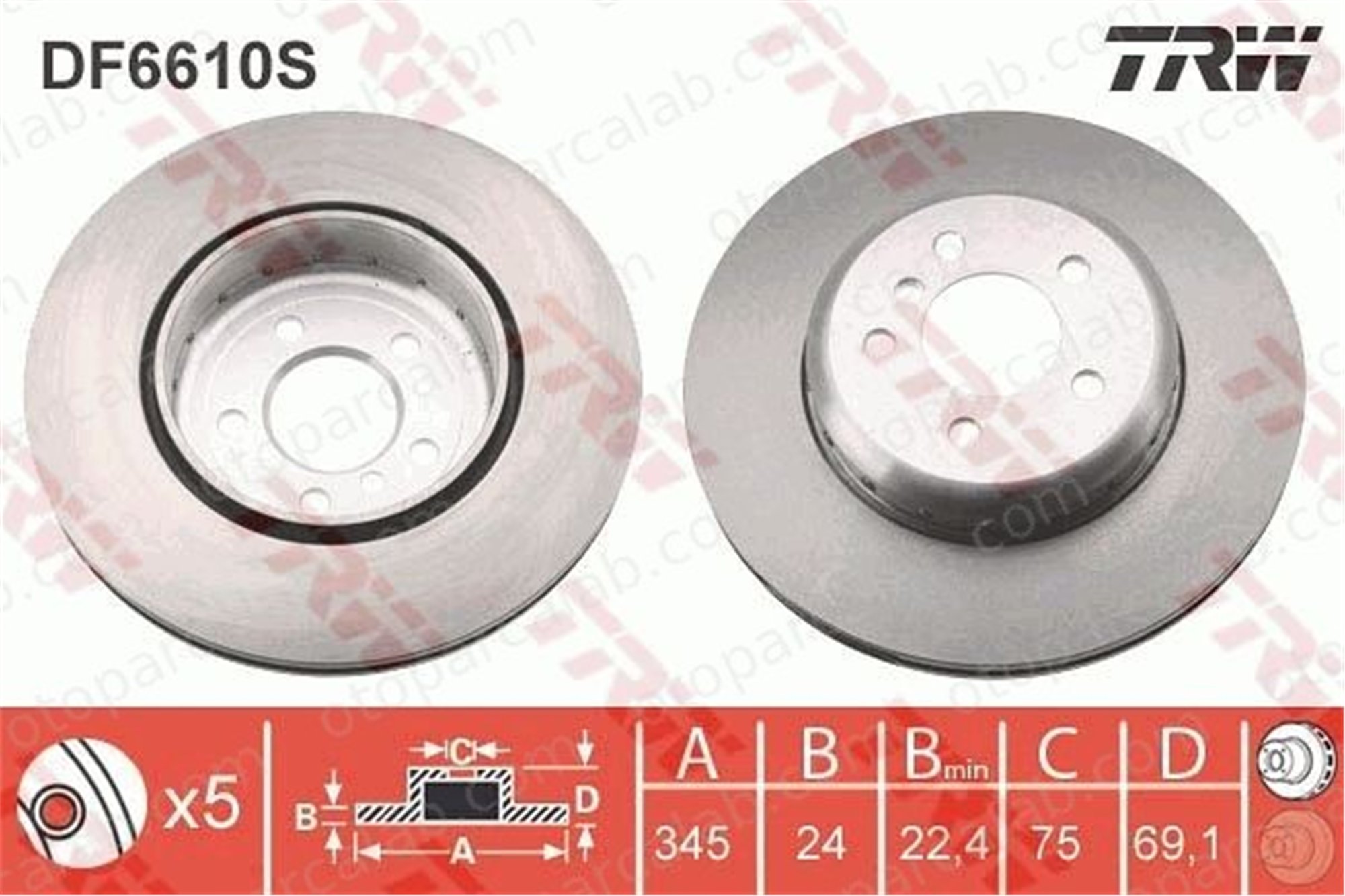 TRW DF6610S Fren Disk Ayna Arka Sağ ve Sol BMW 5 Touring 7 34216775289 34206894381