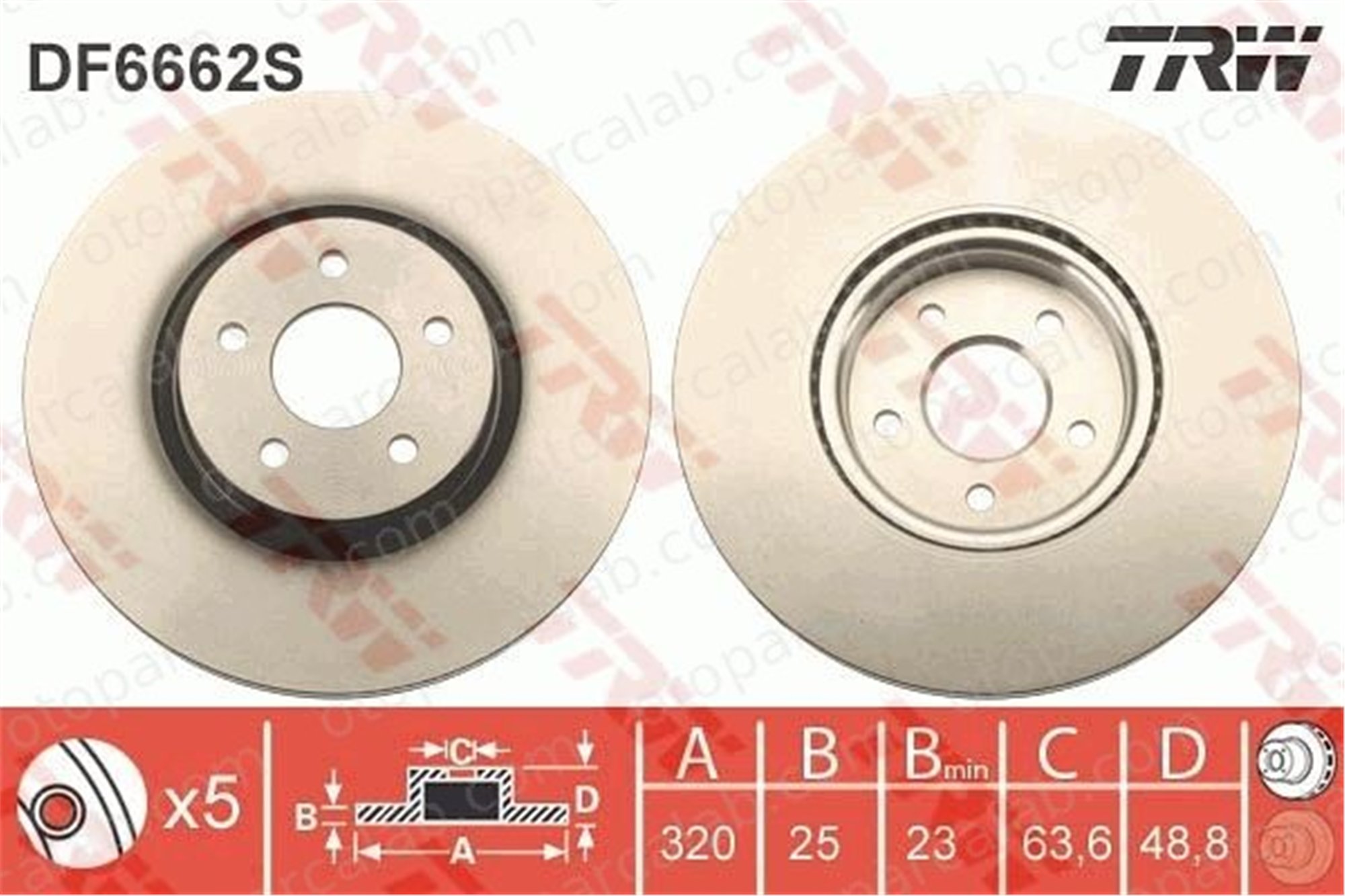 TRW DF6662S Fren Disk Ayna Ön Sağ ve Sol FORD KUGA II TRANSIT CONNECT V408 Kasa/büyük limuzin 1829608 1368548