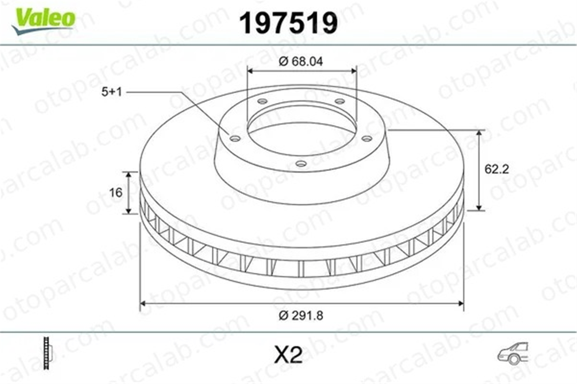 VALEO 197519 Fren Disk Ayna Arka Sağ ve Sol NISSAN QASHQAI +2 QASHQAI / QASHQAI +2 I 432000016R 432068H305