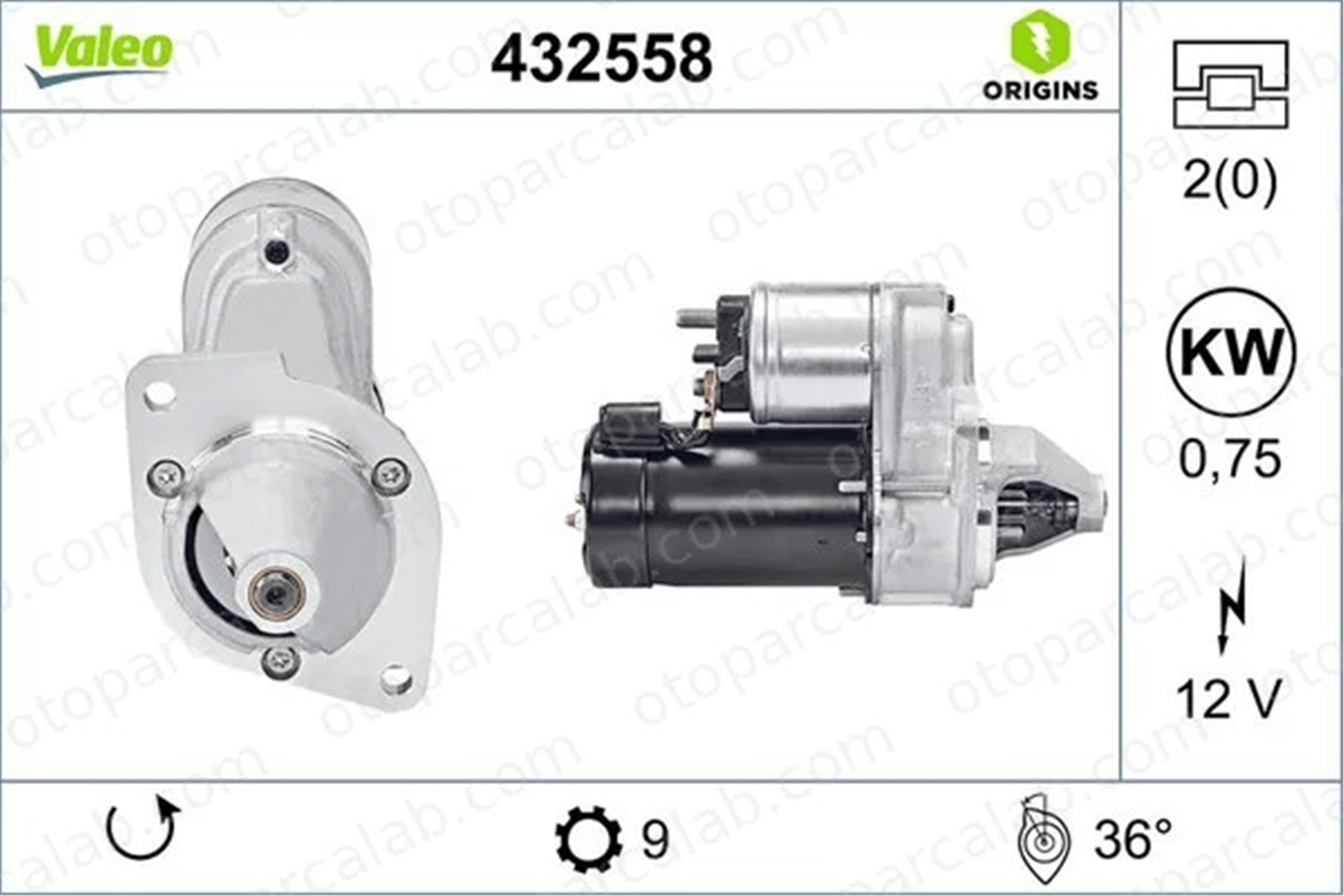 VALEO 432558 Marş Dinamosu CITROËN 2 CV DYANE 5802Q4 5426014