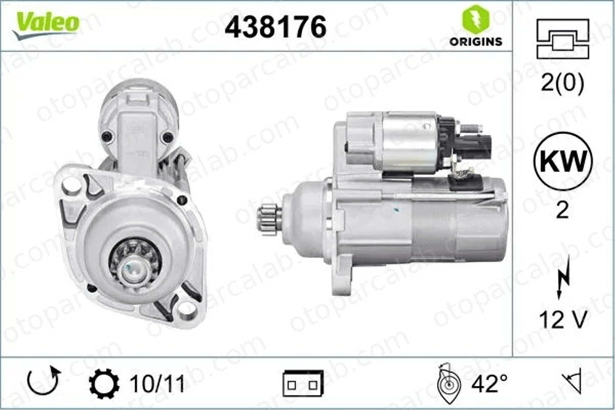 VALEO 438176 Marş Dinamosu VW MULTIVAN T5 AUDI A3 2M911023N 02M911023N