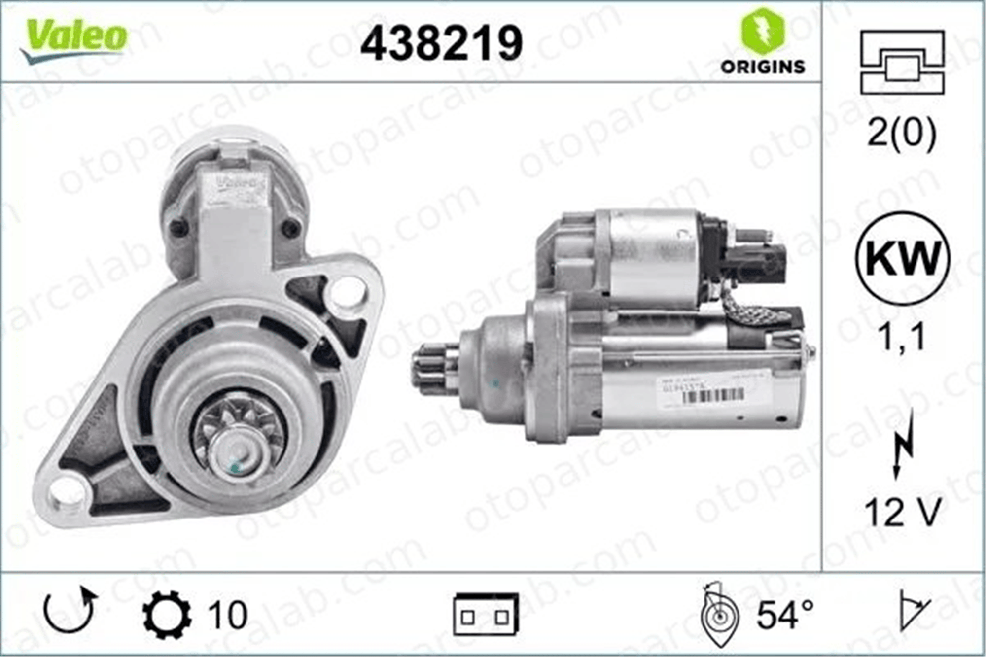 VALEO 438219 Marş Dinamosu VW GOLF VI AUDI A3 AM911023B 0AM911023B