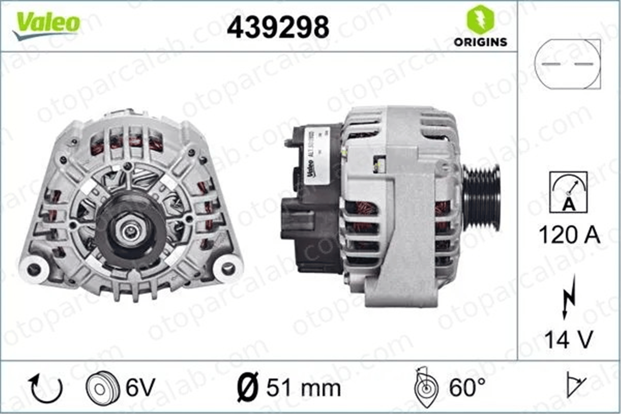 VALEO 439298 Alternatör CHRYSLER CROSSFIRE CROSSFIRE Roadster A0131548102 5097755AA