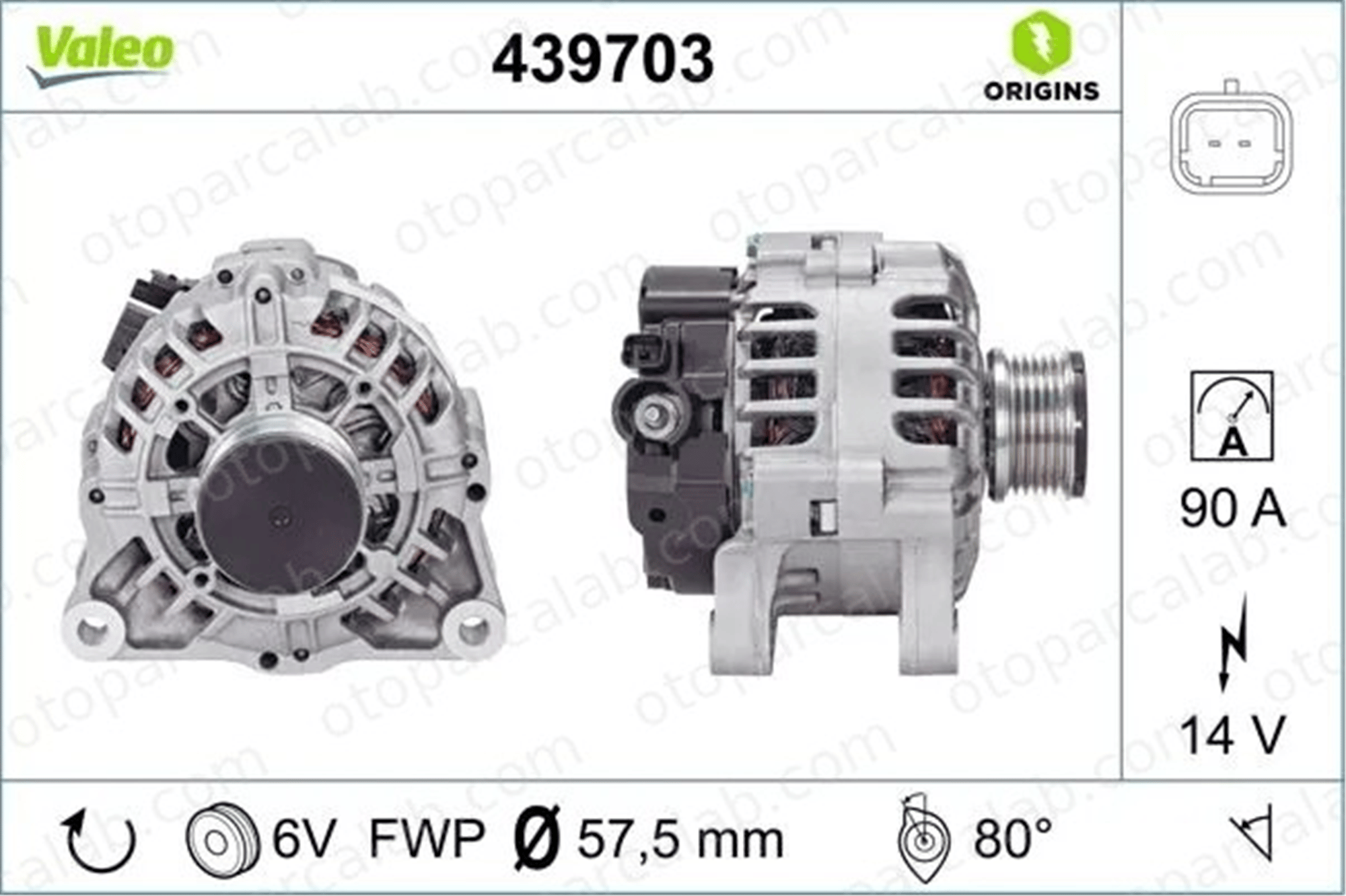 VALEO 439703 Alternatör CITROËN NEMO Kasa/büyük limuzin NEMO MPV 5702H7 5705KC
