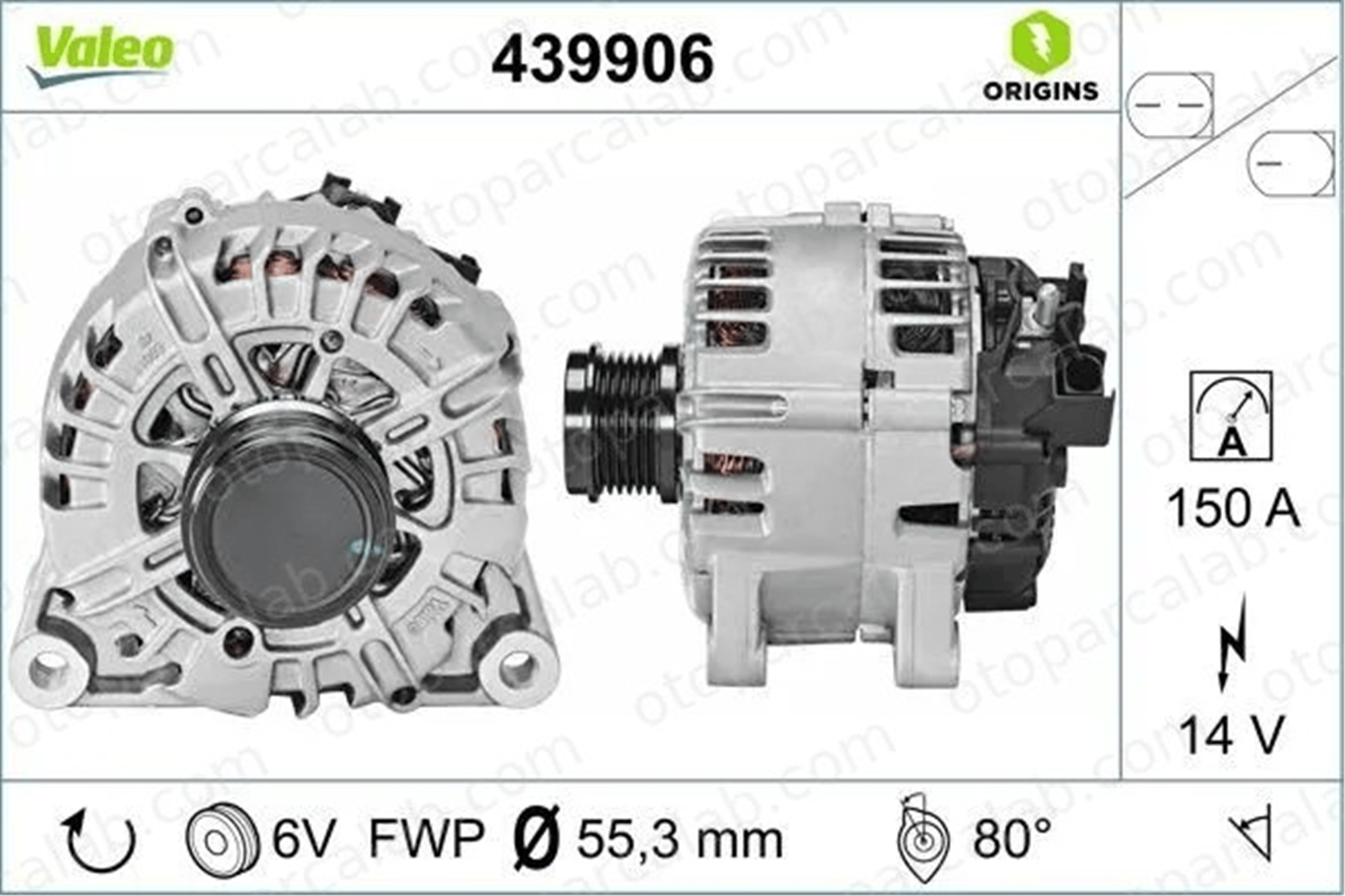 VALEO 439906 Alternatör FORD TRANSIT CONNECT V408 Kasa/büyük limuzin TOURNEO CONNECT / GRAND TOURNEO CONNECT V408 MPV AV6N10300GE 2260730