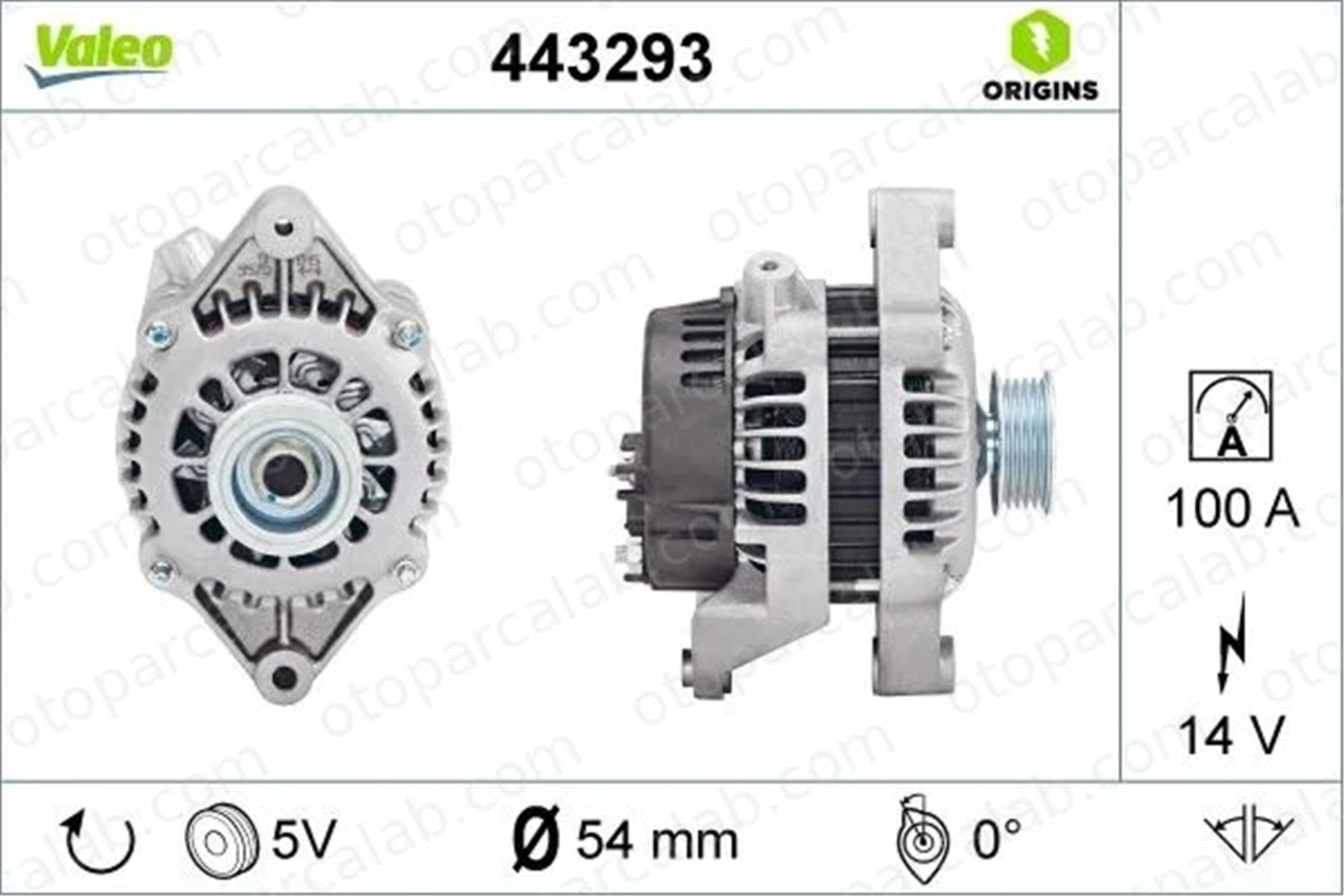 VALEO 443293 Alternatör OPEL ASTRA G Station wagon ASTRA G Coupe 93177834 93180414