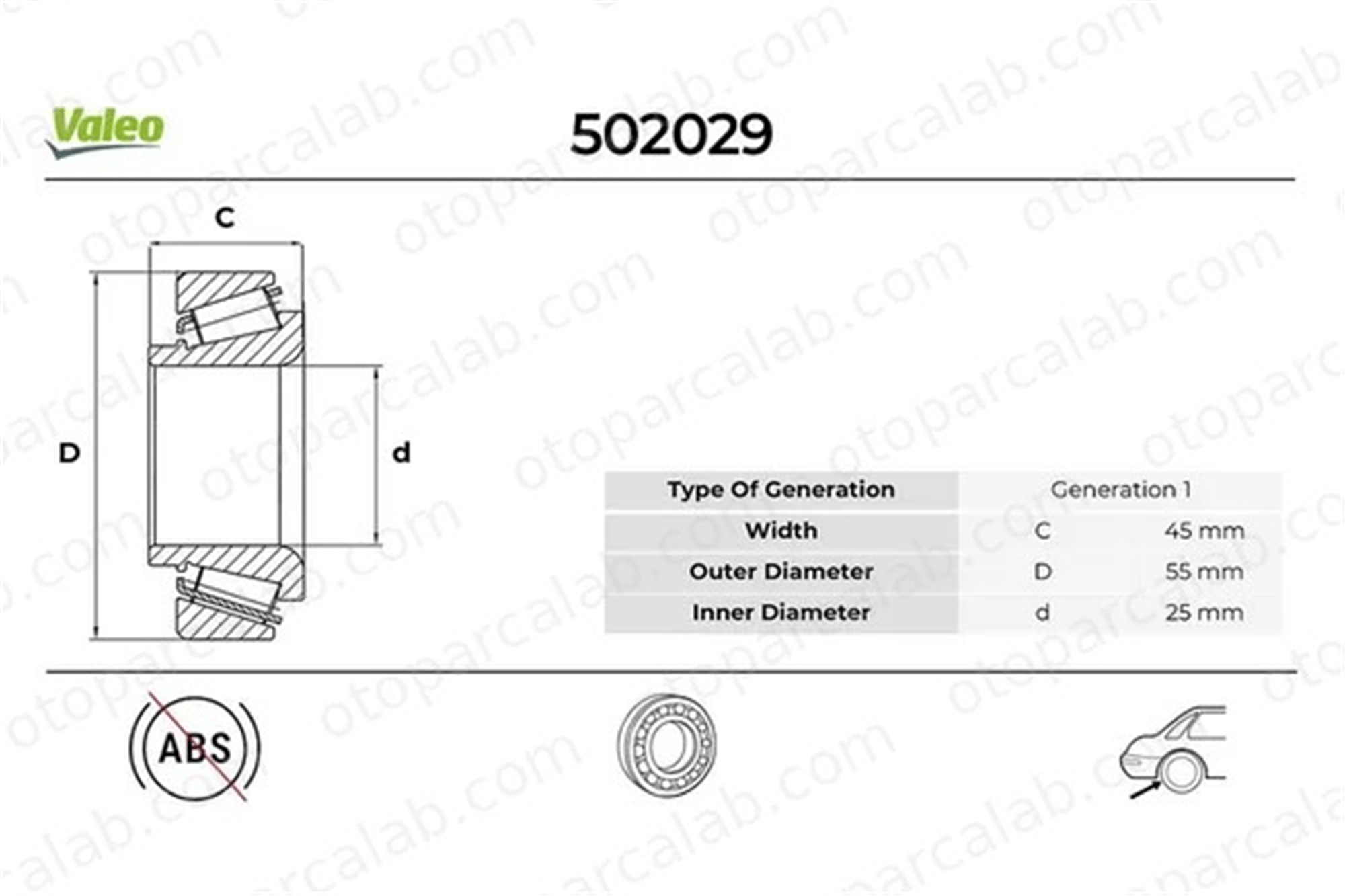 VALEO 502029 Teker Rulmanı Arka Sağ veya Sol RENAULT MEGANE II CLIO III 7701209504 7701208058