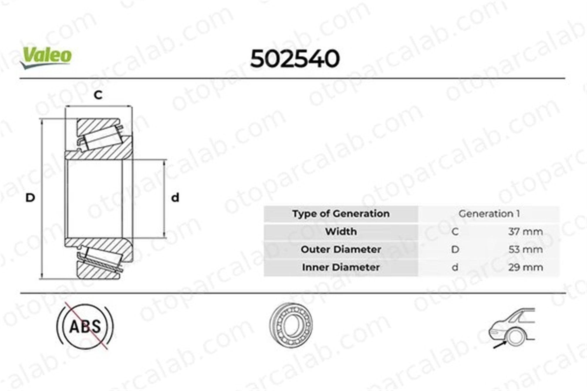 VALEO 502540 Teker Rulmanı Arka Sağ veya Sol FORD FOCUS I FOCUS I Turnier 1085565 1135043