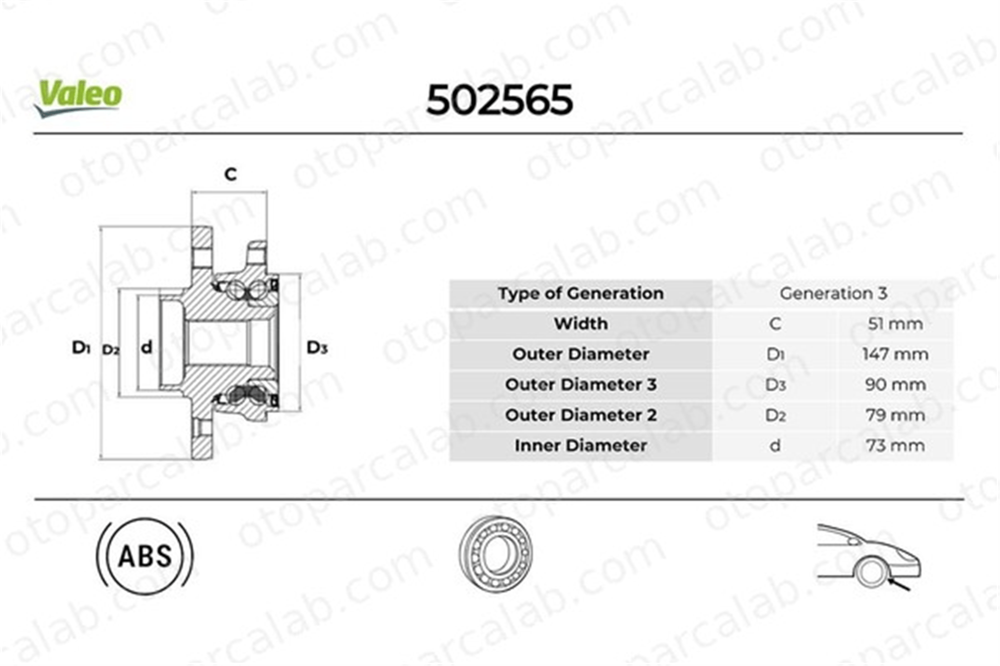 VALEO 502565 Teker Rulmanı Ön Sağ veya Sol BMW 1 3 31206794850 31206857230
