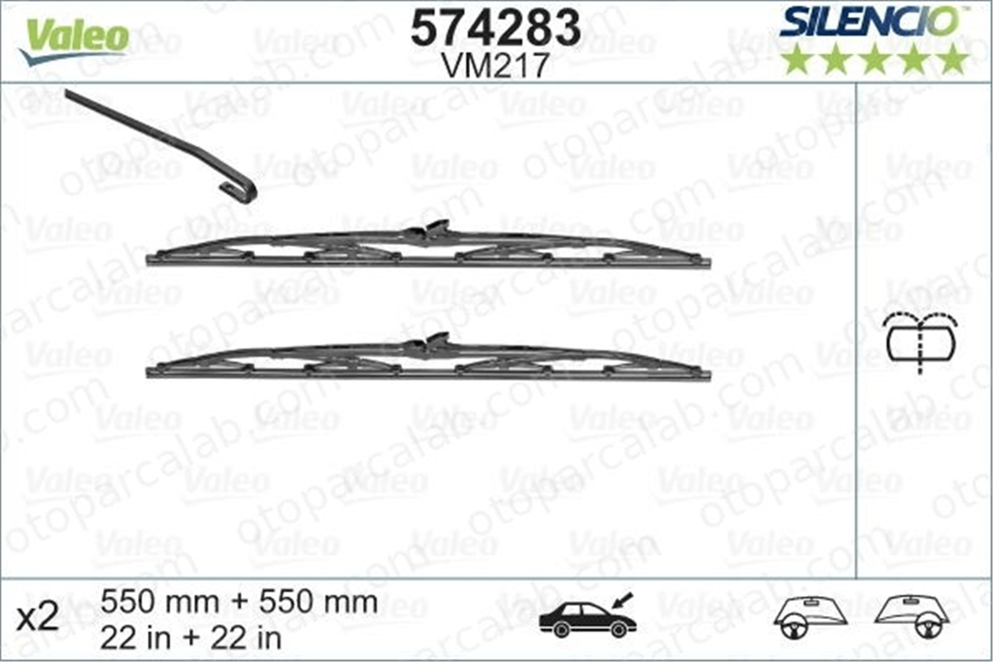 VALEO 574283 Silecek Süpürgesi Ön 550/550 mm - 22/22 inç PEUGEOT 405 I 405 I Break NGR550SR