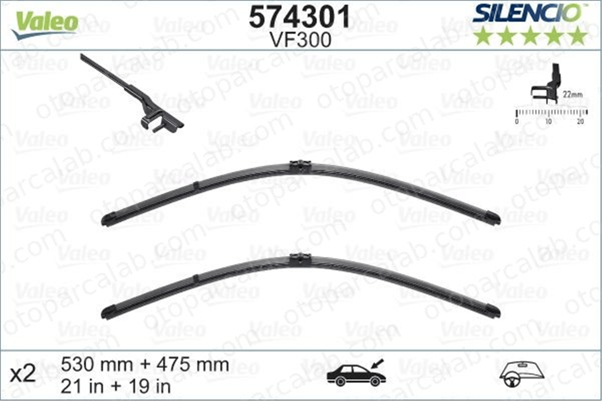 VALEO 574301 Silecek Süpürgesi Ön Muz Tip 530/475 mm - 21/19 inç VW BORA I GOLF IV 1J0998002A B32H67330