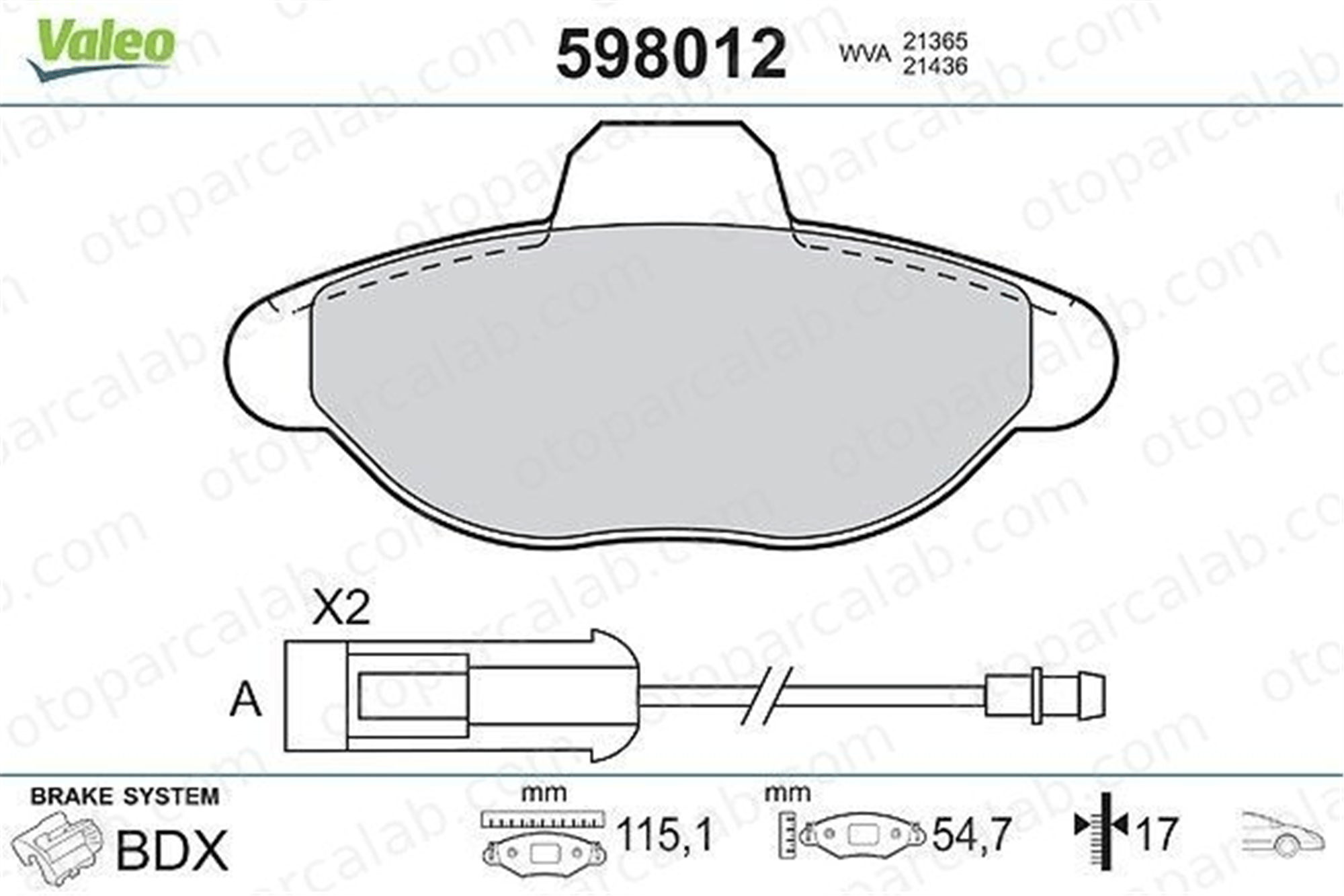 VALEO 598012 Fren Disk Balata Ön FIAT PUNTO CINQUECENTO 5892786 05892786