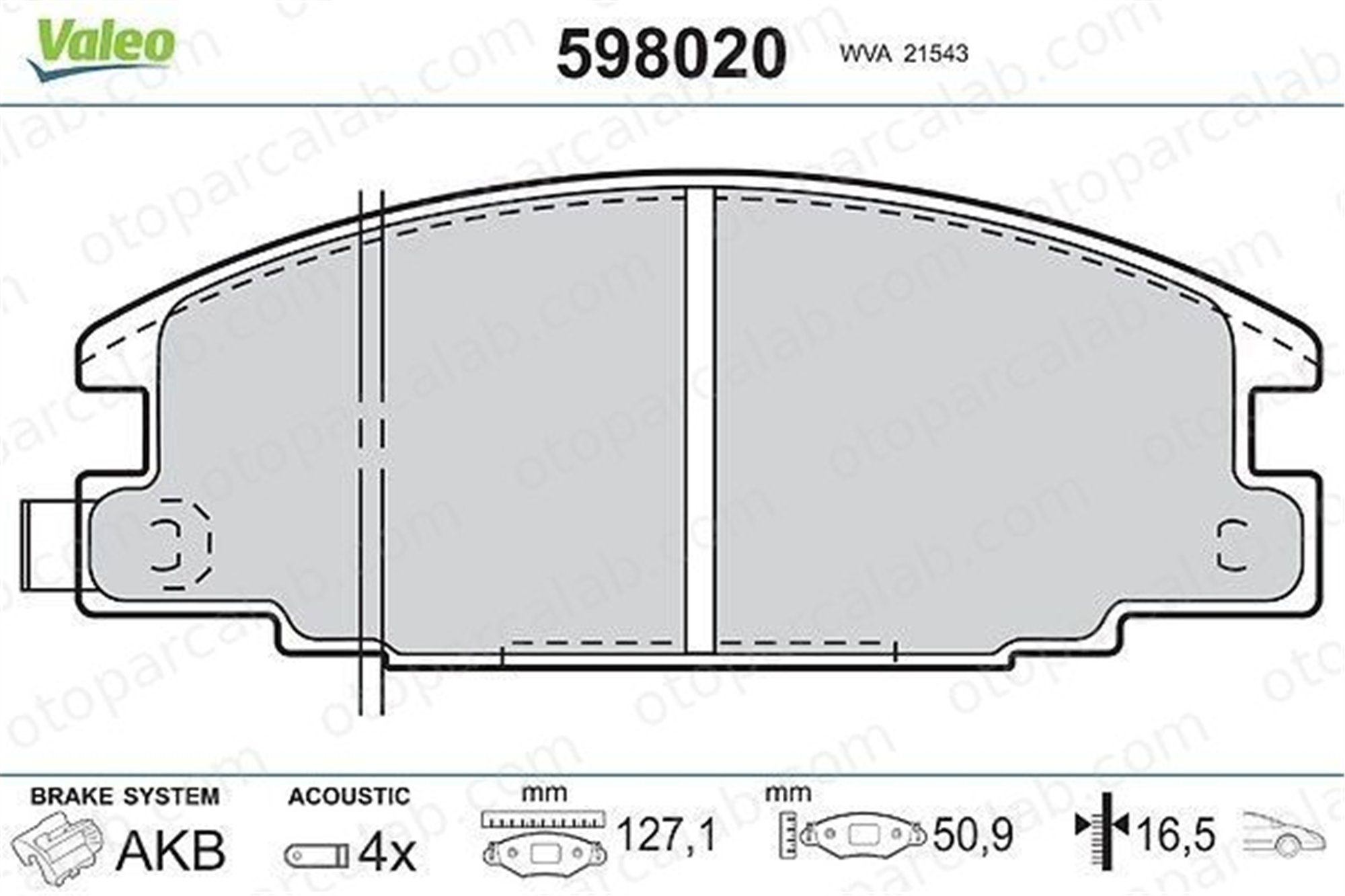 VALEO 598020 Fren Disk Balata Ön OPEL CAMPO ISUZU KB 1605825 1605916