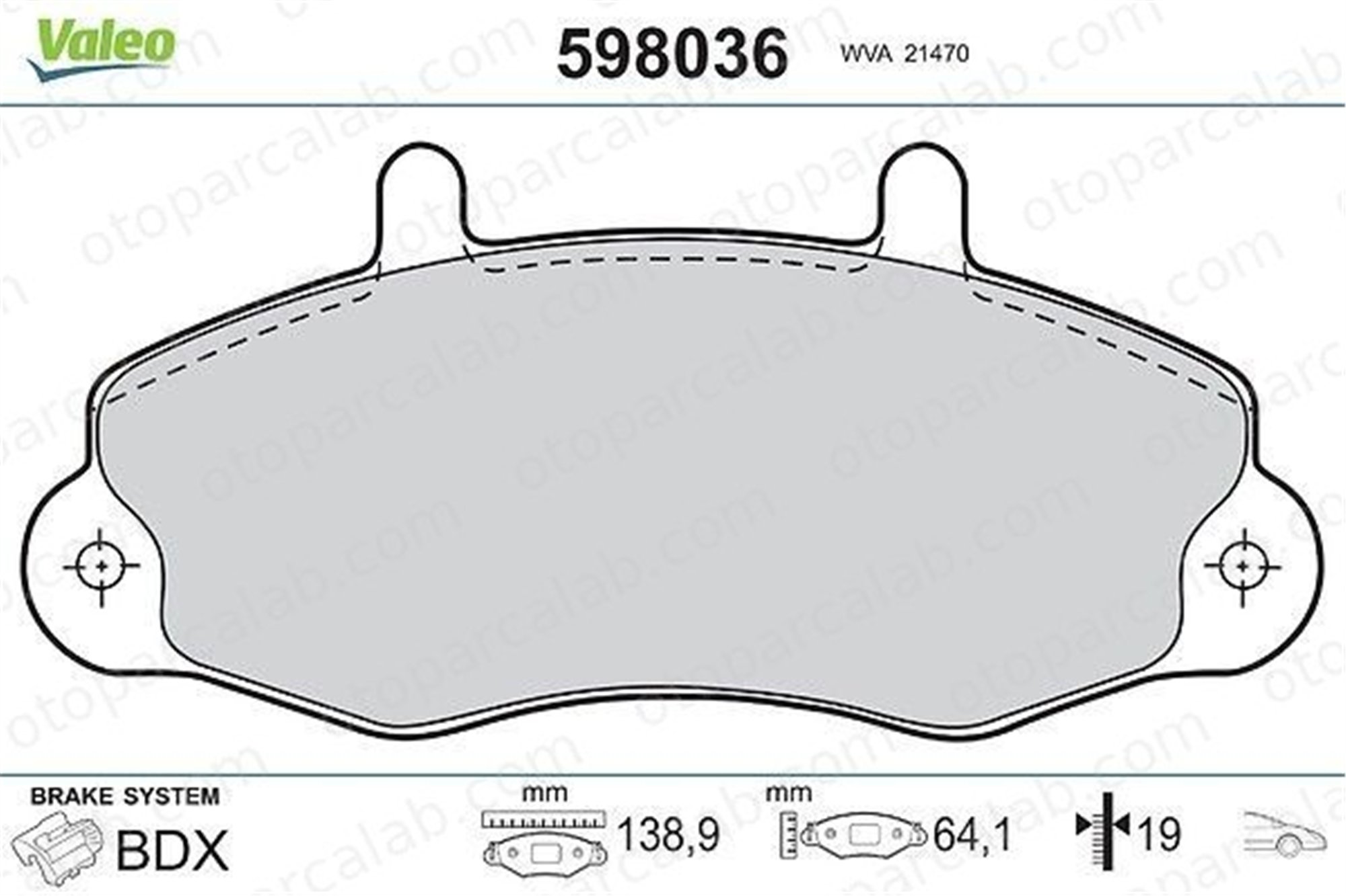 VALEO 598036 Fren Disk Balata Ön FORD TRANSIT Minibüs/Otobüs TRANSIT Panelvan/Van AM93VX2K021A2A 1605979