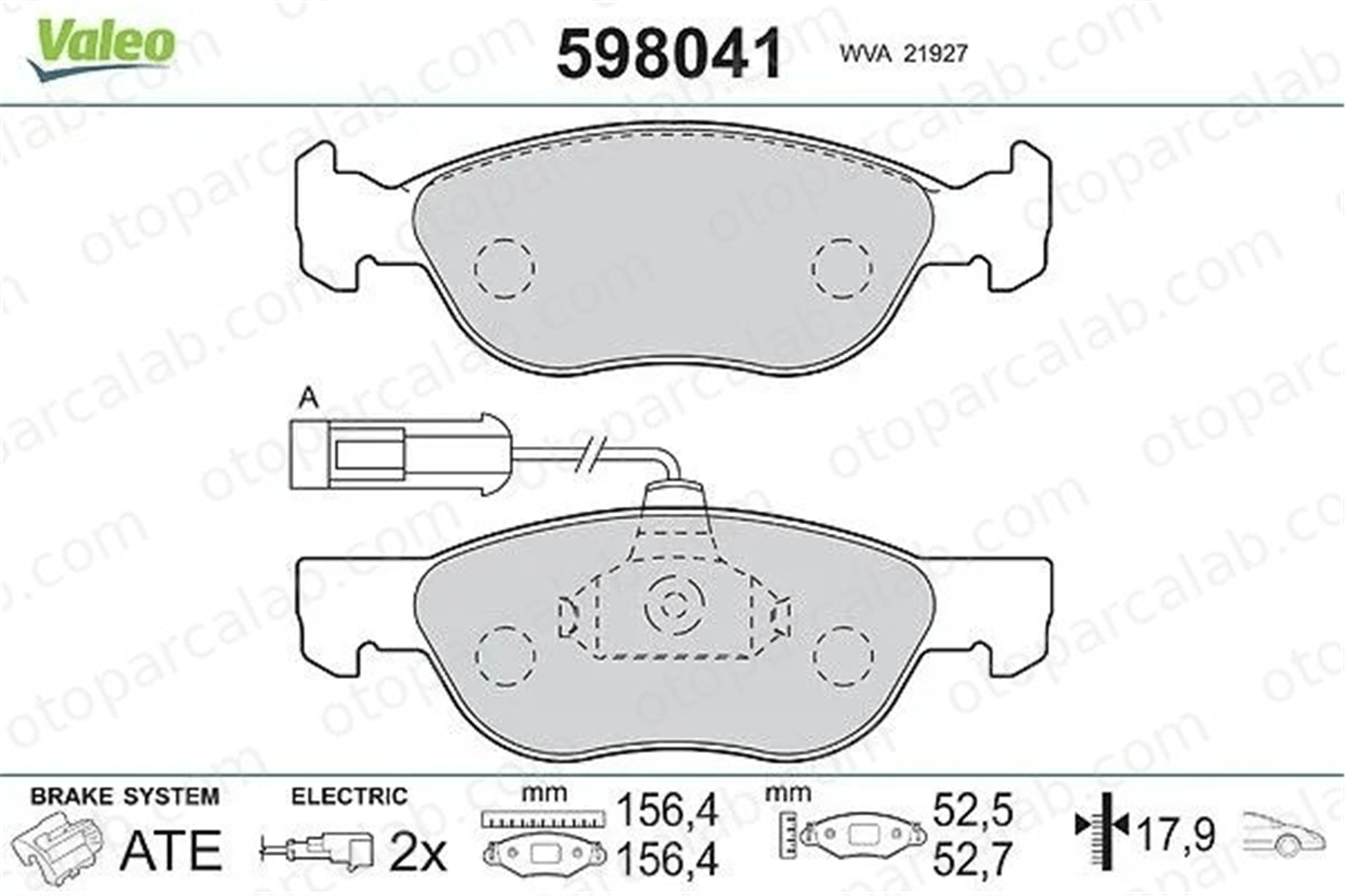 VALEO 598041 Fren Disk Balata Ön FIAT MAREA MAREA Weekend 9947124 9947630