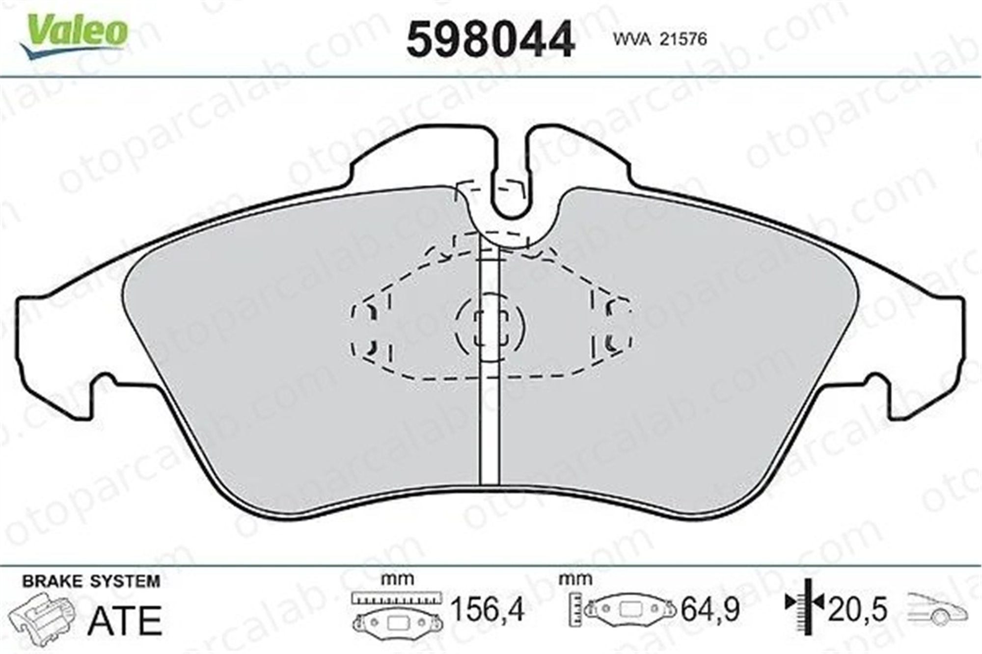 VALEO 598044 Fren Disk Balata Ön MERCEDES-BENZ SPRINTER 3-t Panelvan/Van SPRINTER 3-t Minibüs/Otobüs 9014210610 24203920