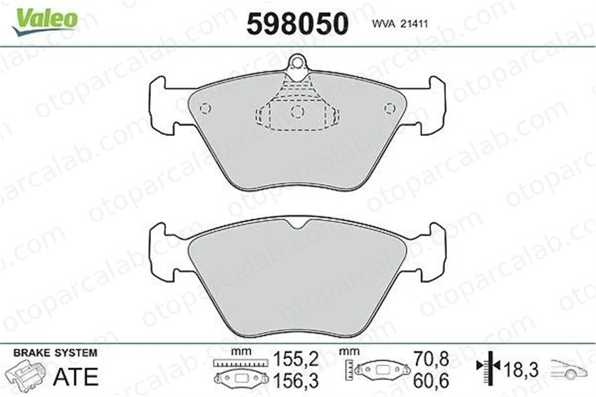 VALEO 598050 Fren Disk Balata Ön SAAB 900 II Coupe 900 II Cabrio 1605855 1605003