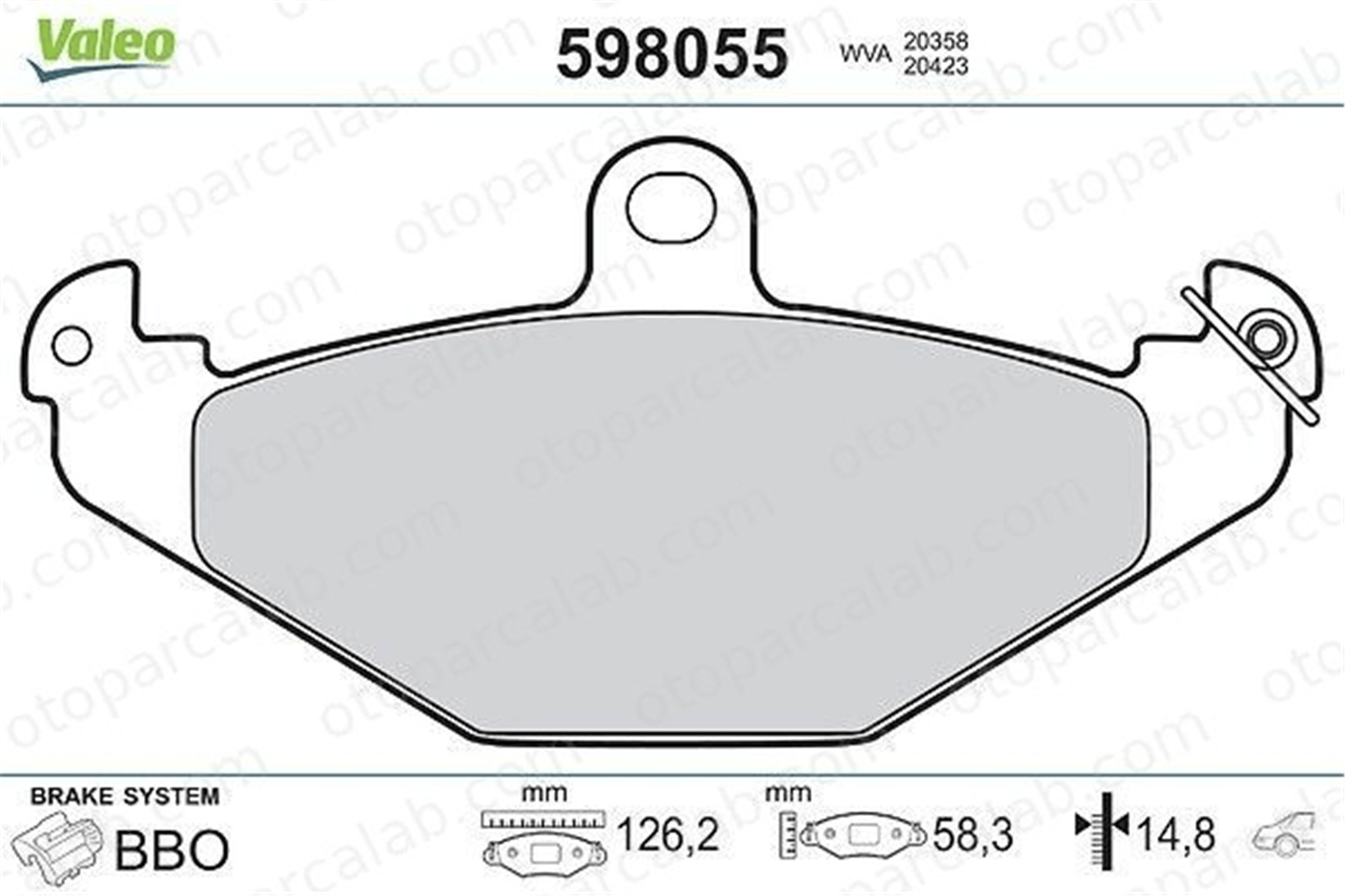 VALEO 598055 Fren Disk Balata Arka RENAULT 21 Sedan SAFRANE I 7701205015 4762999