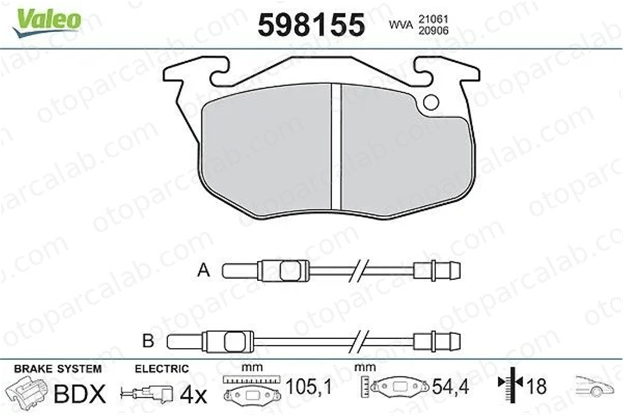 VALEO 598155 Fren Disk Balata Ön CITROËN AX ZX 425498 95659340