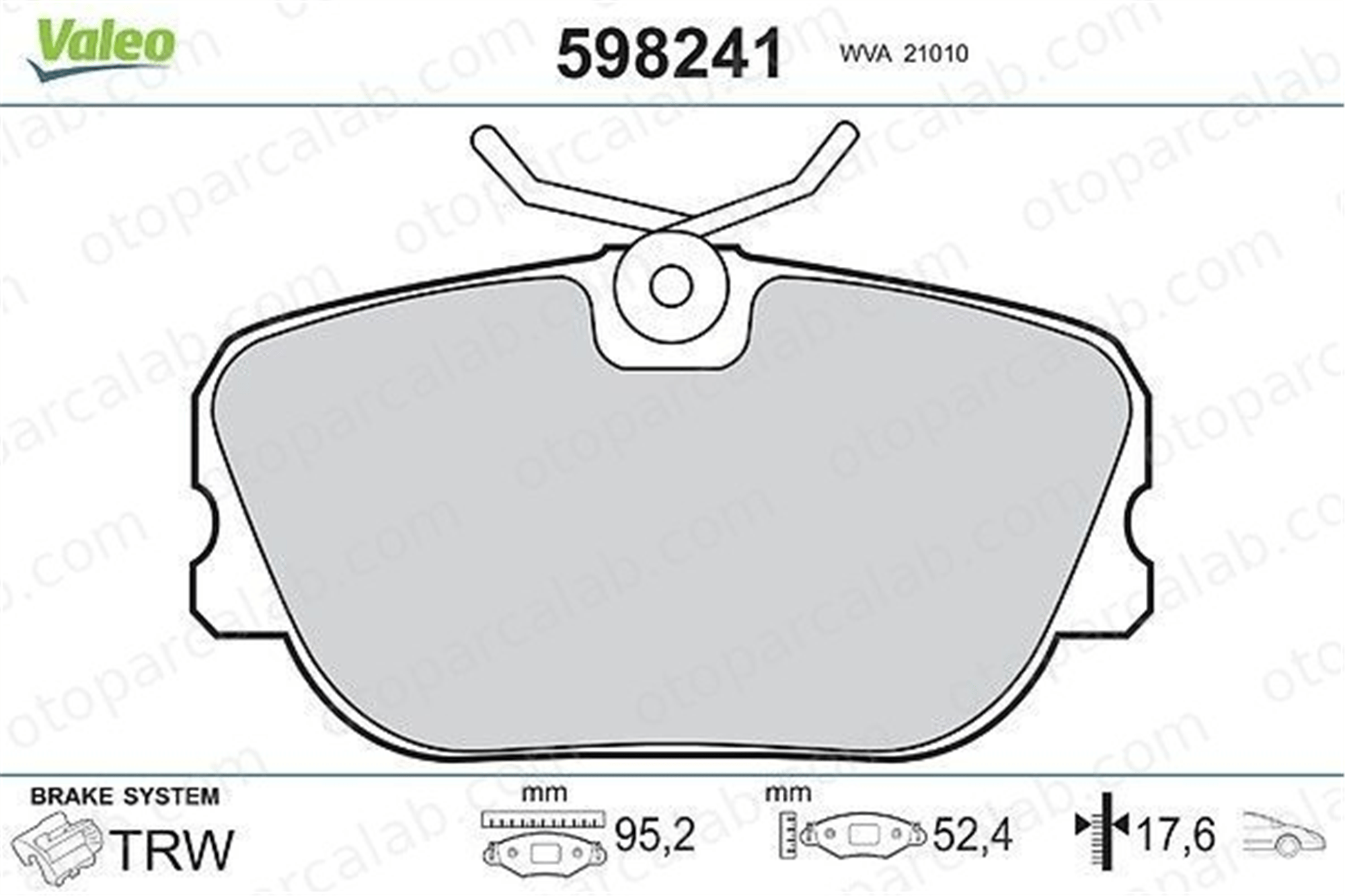 VALEO 598241 Fren Disk Balata Ön MERCEDES-BENZ 190 A0004209120 4209120