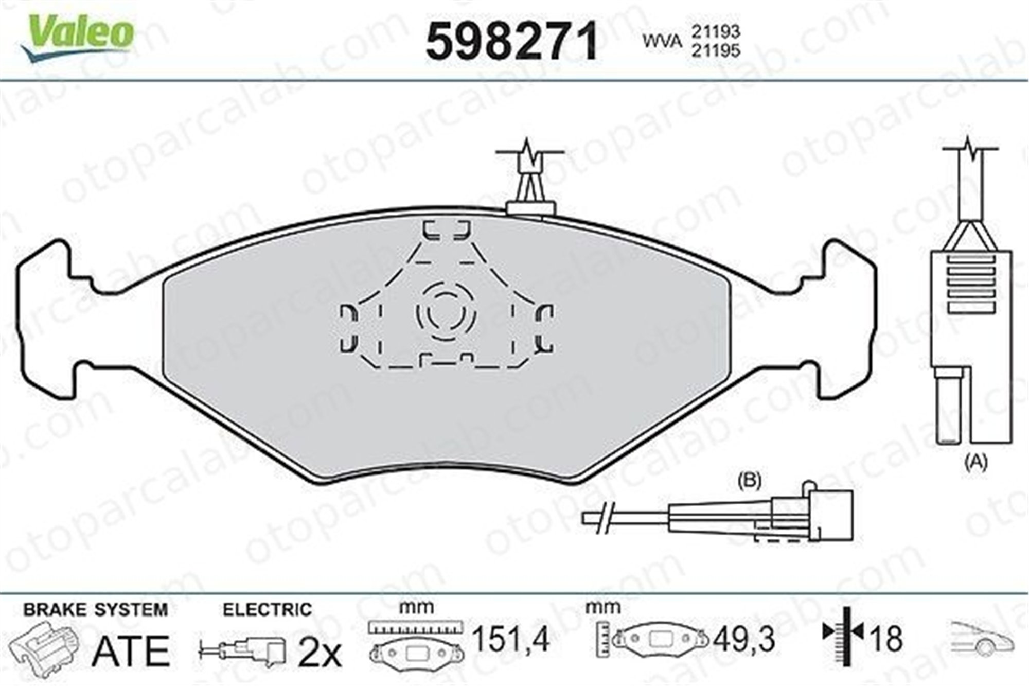 VALEO 598271 Fren Disk Balata Ön FIAT ELBA DUNA 5882942 5882984