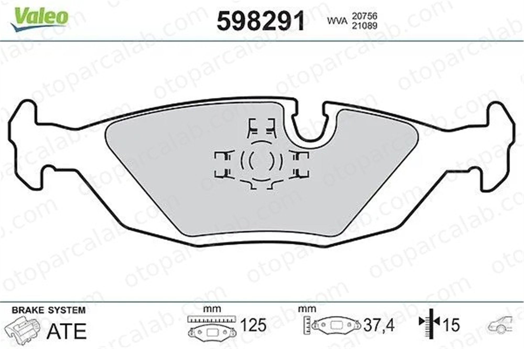 VALEO 598291 Fren Disk Balata Arka SAAB 9000 9000 Hatchback 33425349 4196317