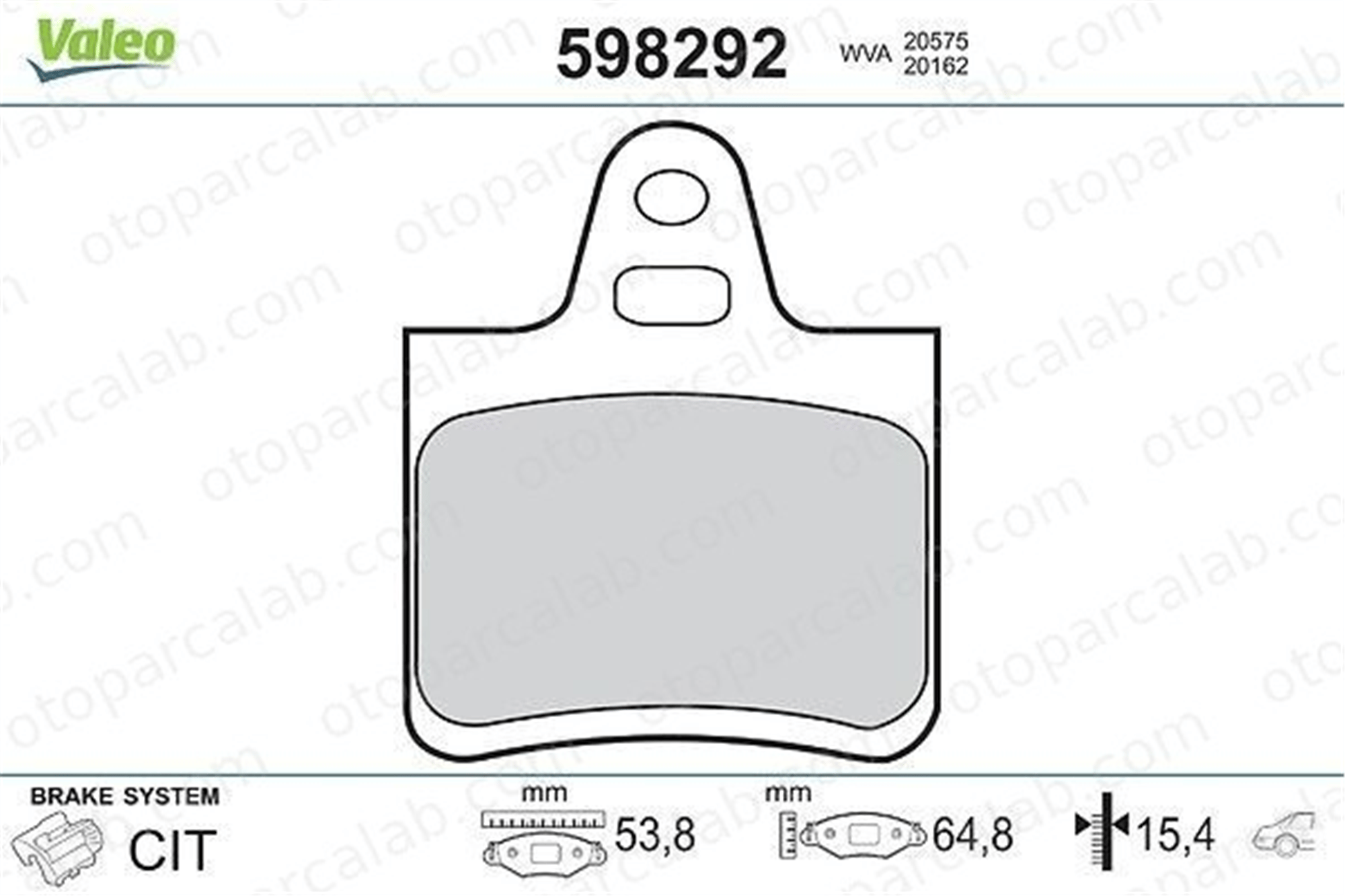 VALEO 598292 Fren Disk Balata Arka CITROËN XM XANTIA 95659642 1617255680