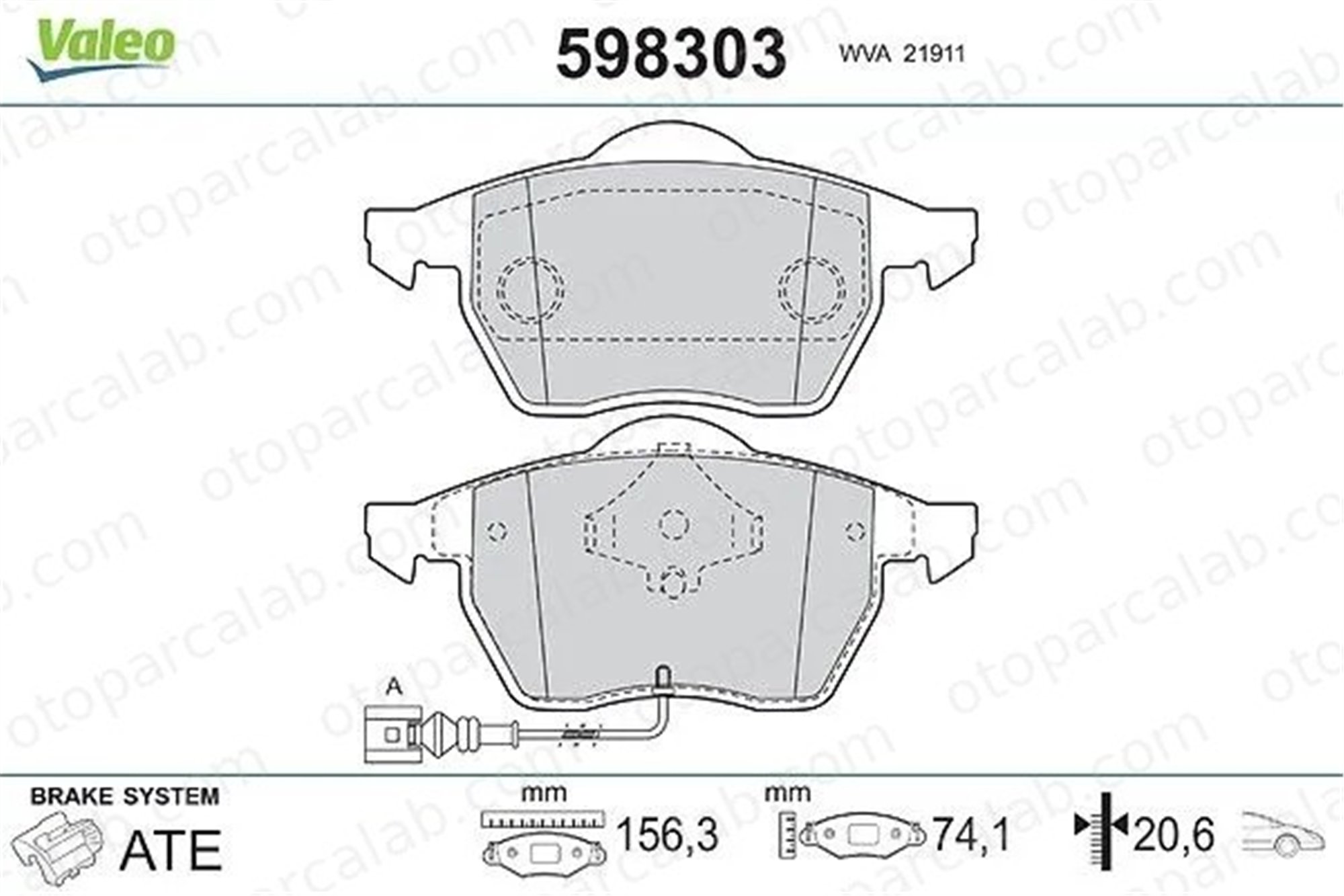 VALEO 598303 Fren Disk Balata Ön VW GOLF IV GOLF IV Variant 3A0698151 3A0698151A
