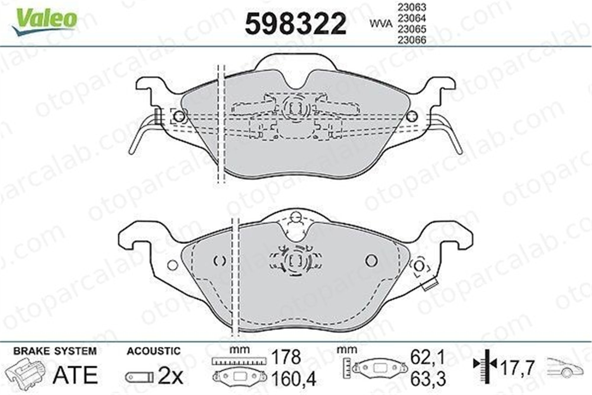VALEO 598322 Fren Disk Balata Ön OPEL ASTRA G Station wagon ASTRA G Sedan 1605000 1605034