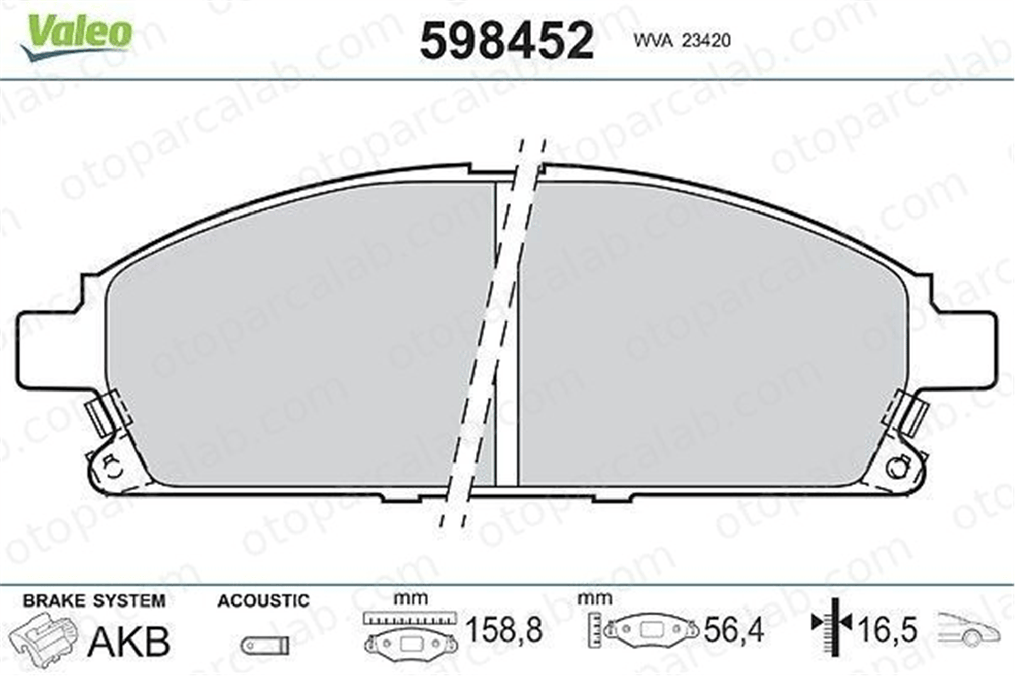 VALEO 598452 Fren Disk Balata Ön NISSAN X-TRAIL I PATHFINDER II 410601W385 410601W386