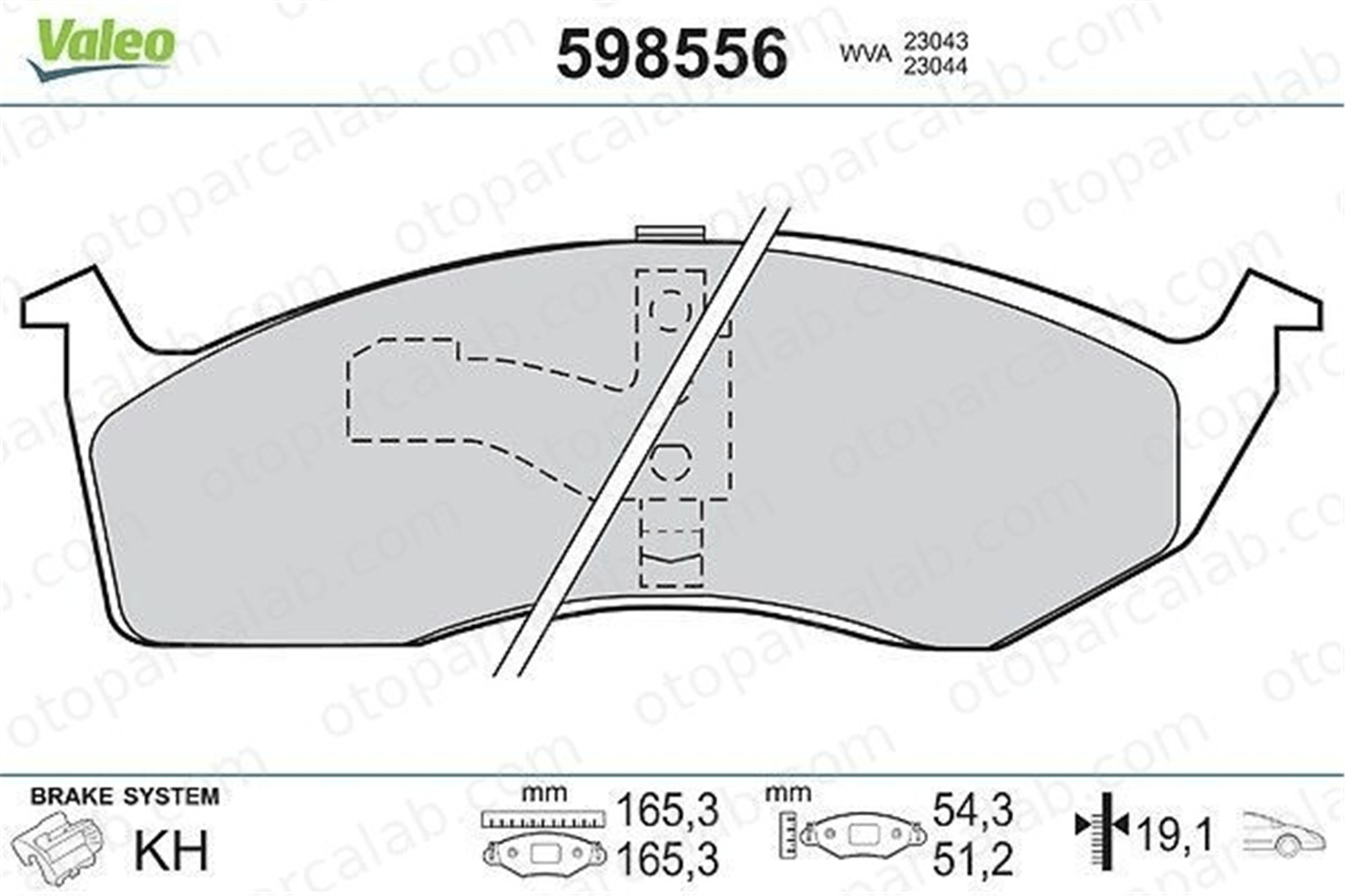 VALEO 598556 Fren Disk Balata Ön PLYMOUTH VOYAGER / GRAND VOYAGER CHRYSLER VOYAGER / GRAND VOYAGER III 4762682 4882107