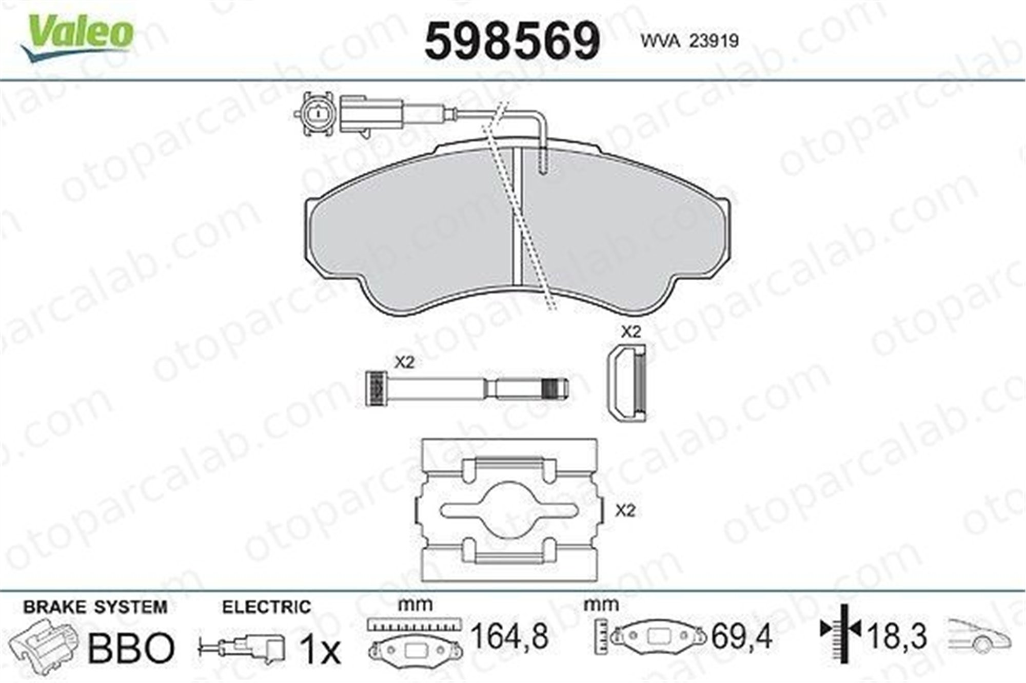 VALEO 598569 Fren Disk Balata Ön FIAT DUCATO Minibüs/Otobüs DUCATO Platform şasi 77362216 425244