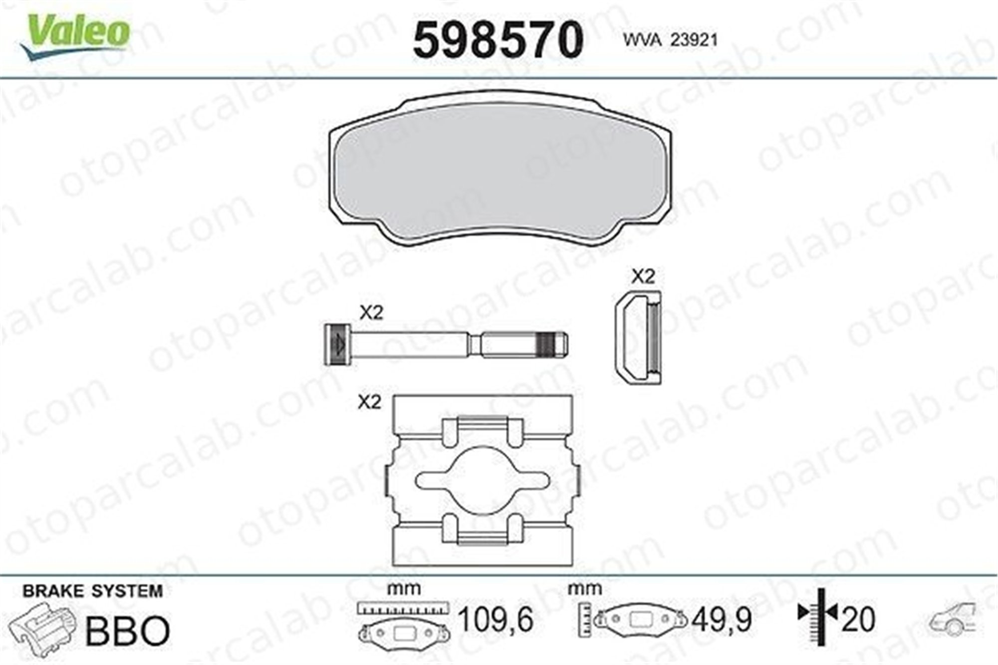 VALEO 598570 Fren Disk Balata Arka PEUGEOT BOXER Panelvan/Van BOXER Minibüs/Otobüs 71752985 425247