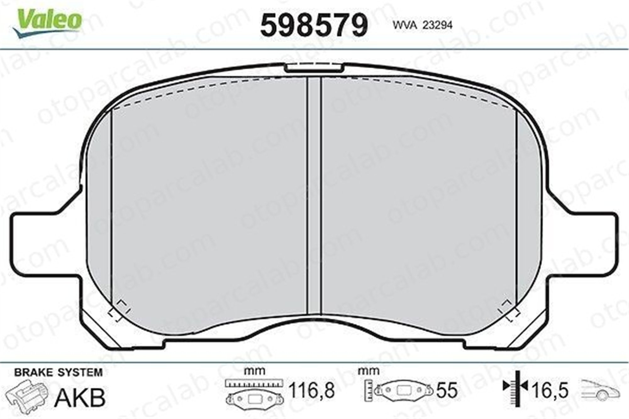 VALEO 598579 Fren Disk Balata Ön TOYOTA COROLLA COROLLA Station wagon 446512240 04465-12240