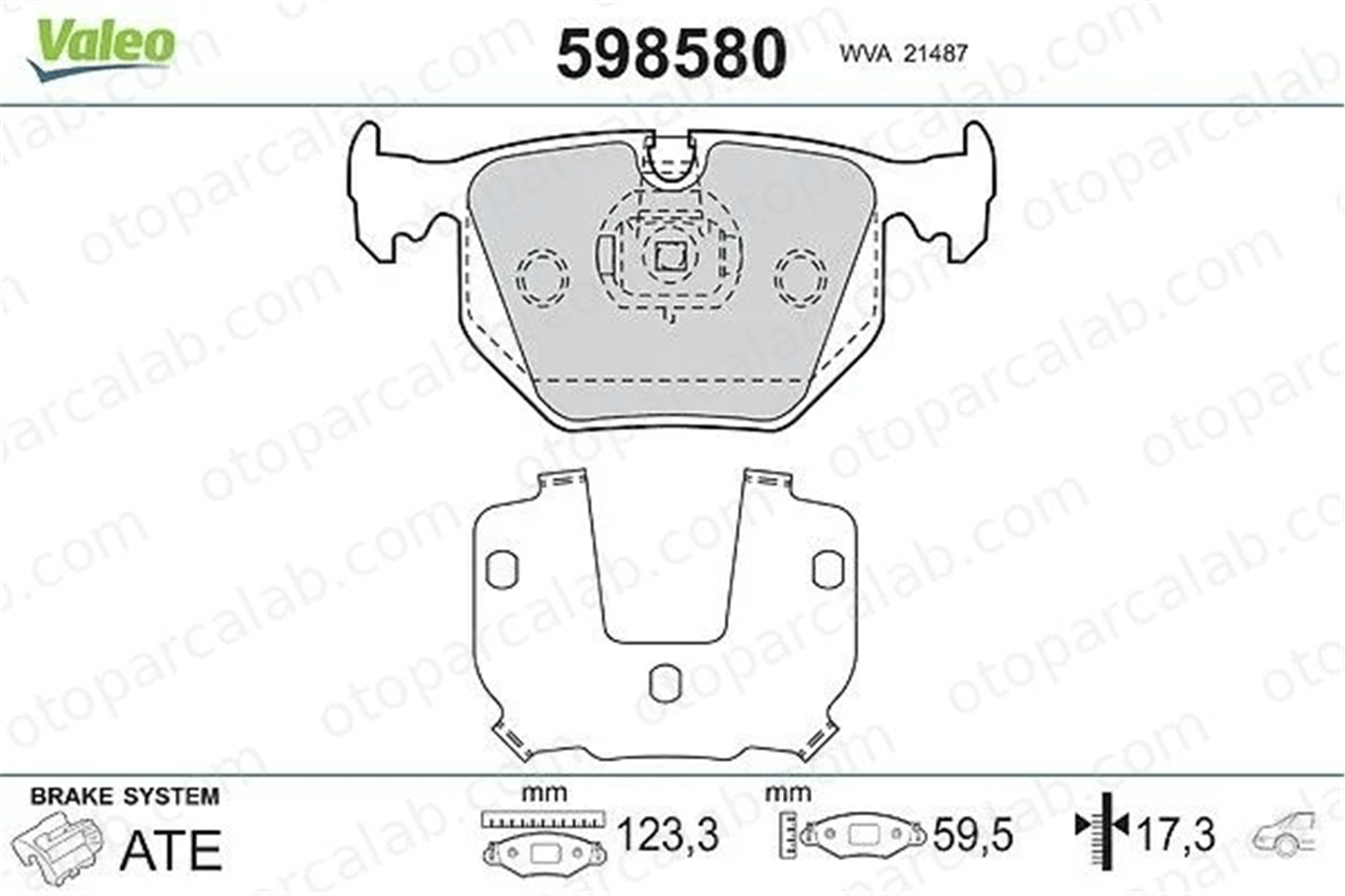 VALEO 598580 Fren Disk Balata Arka BMW 7 3 34211162862 34211163324