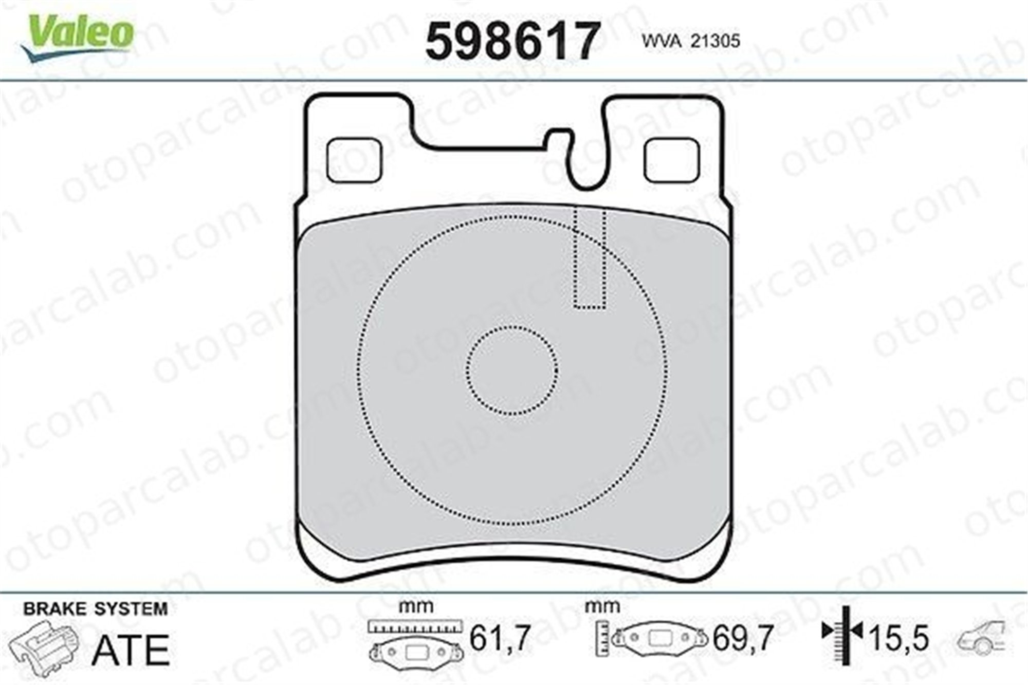 VALEO 598617 Fren Disk Balata Arka MERCEDES-BENZ E-SERISI T-Model S-SERISI 5143633AA 05143633AA